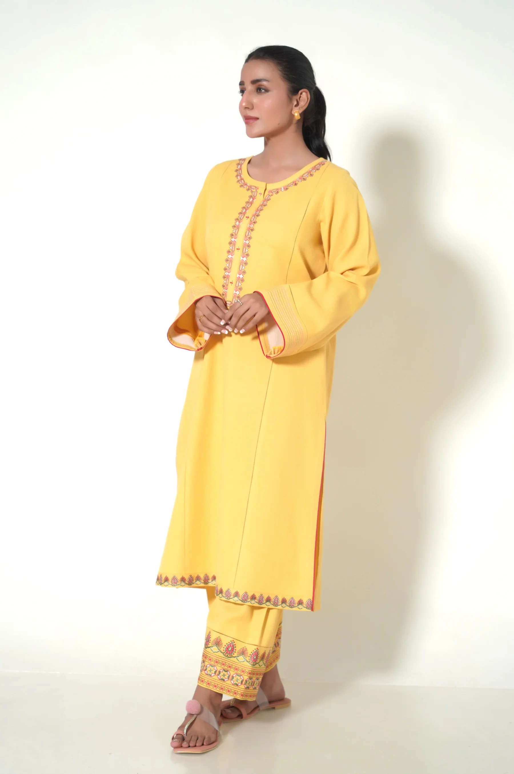 Stitched 2 Piece Embroidered Cottle Suit - Image 5
