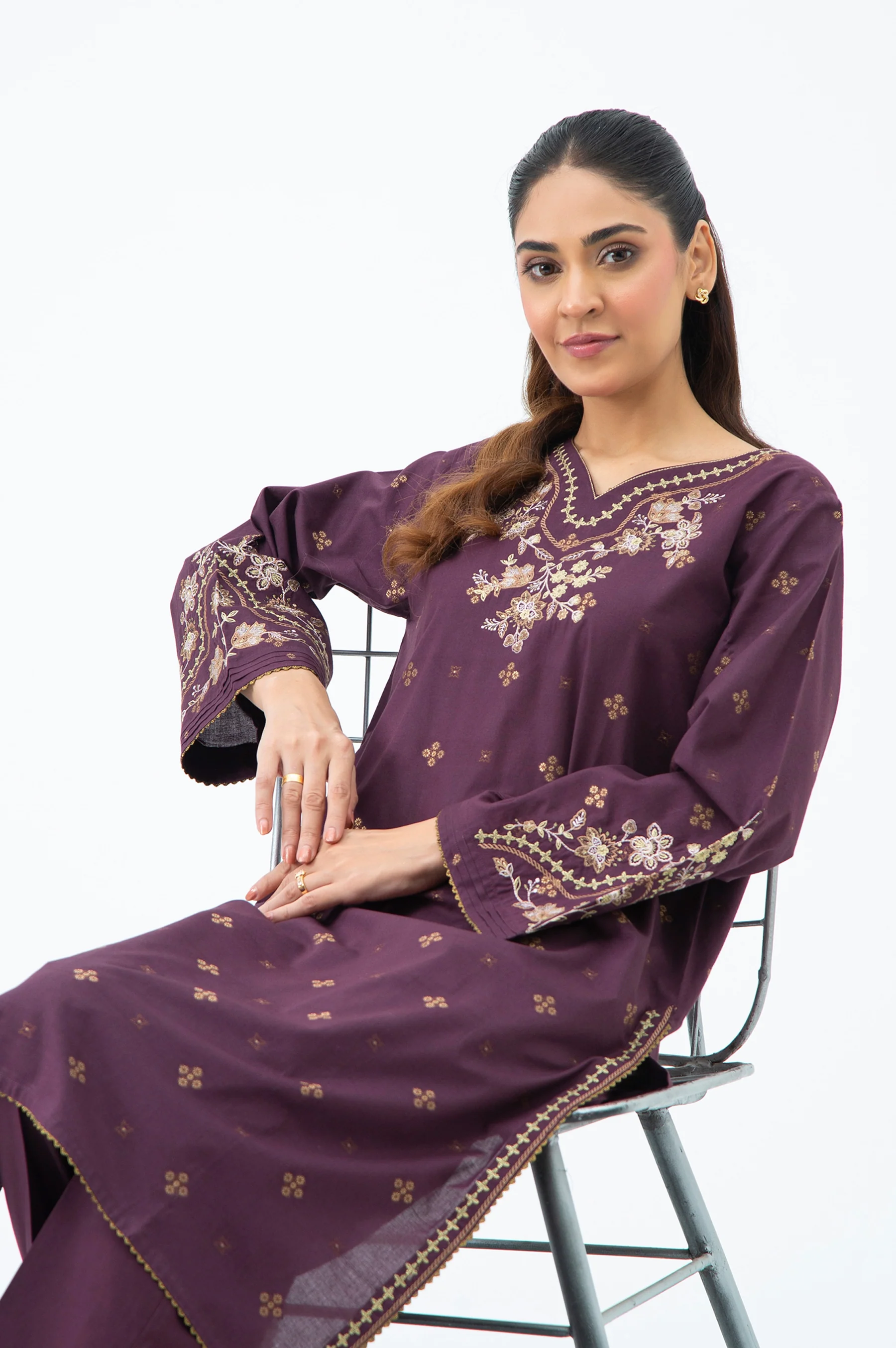 STITCHED EMBROIDERED COTTON JACQUARD SHIRT BOTTOM - Image 5