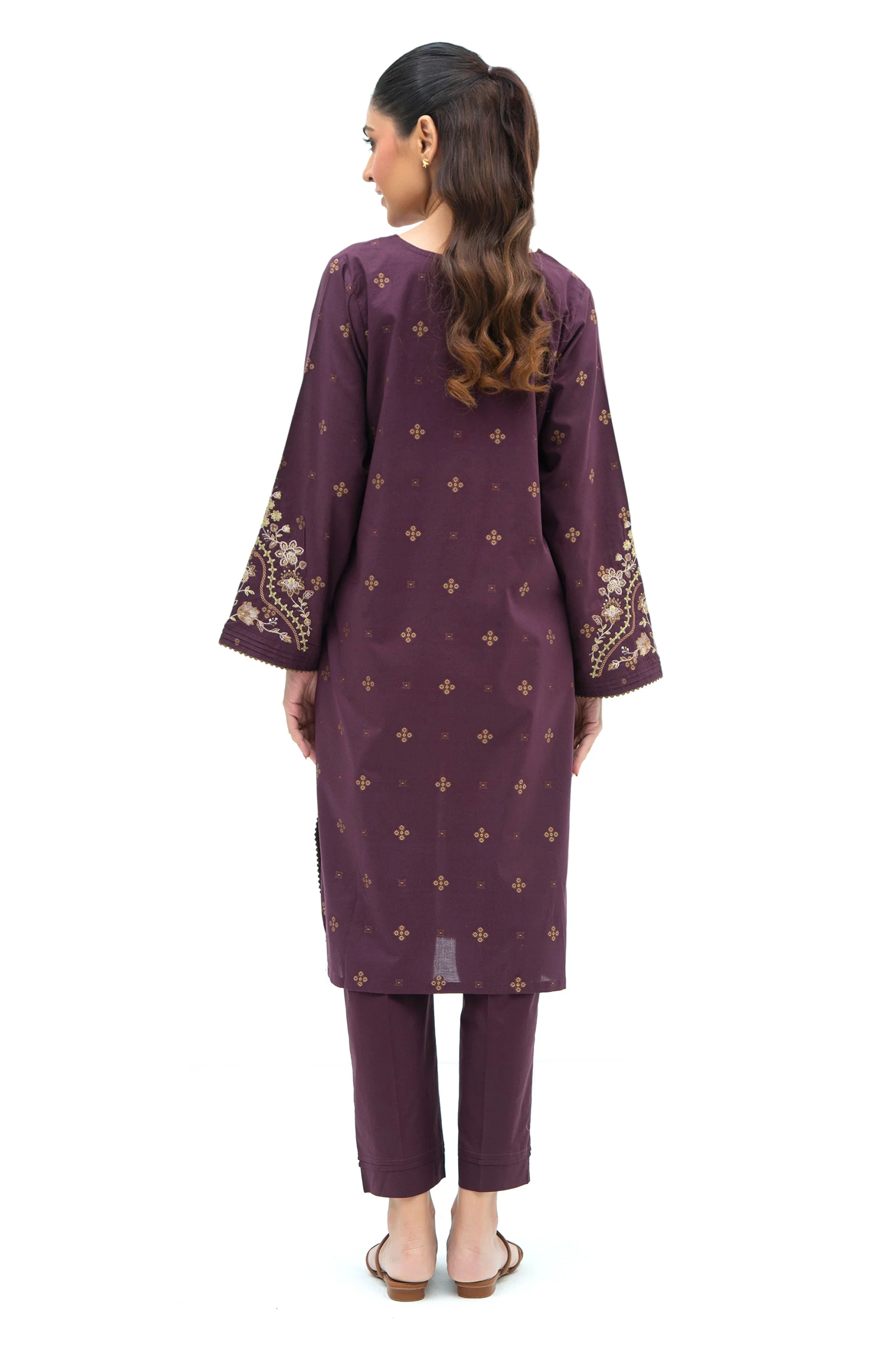 STITCHED EMBROIDERED COTTON JACQUARD SHIRT BOTTOM - Image 6