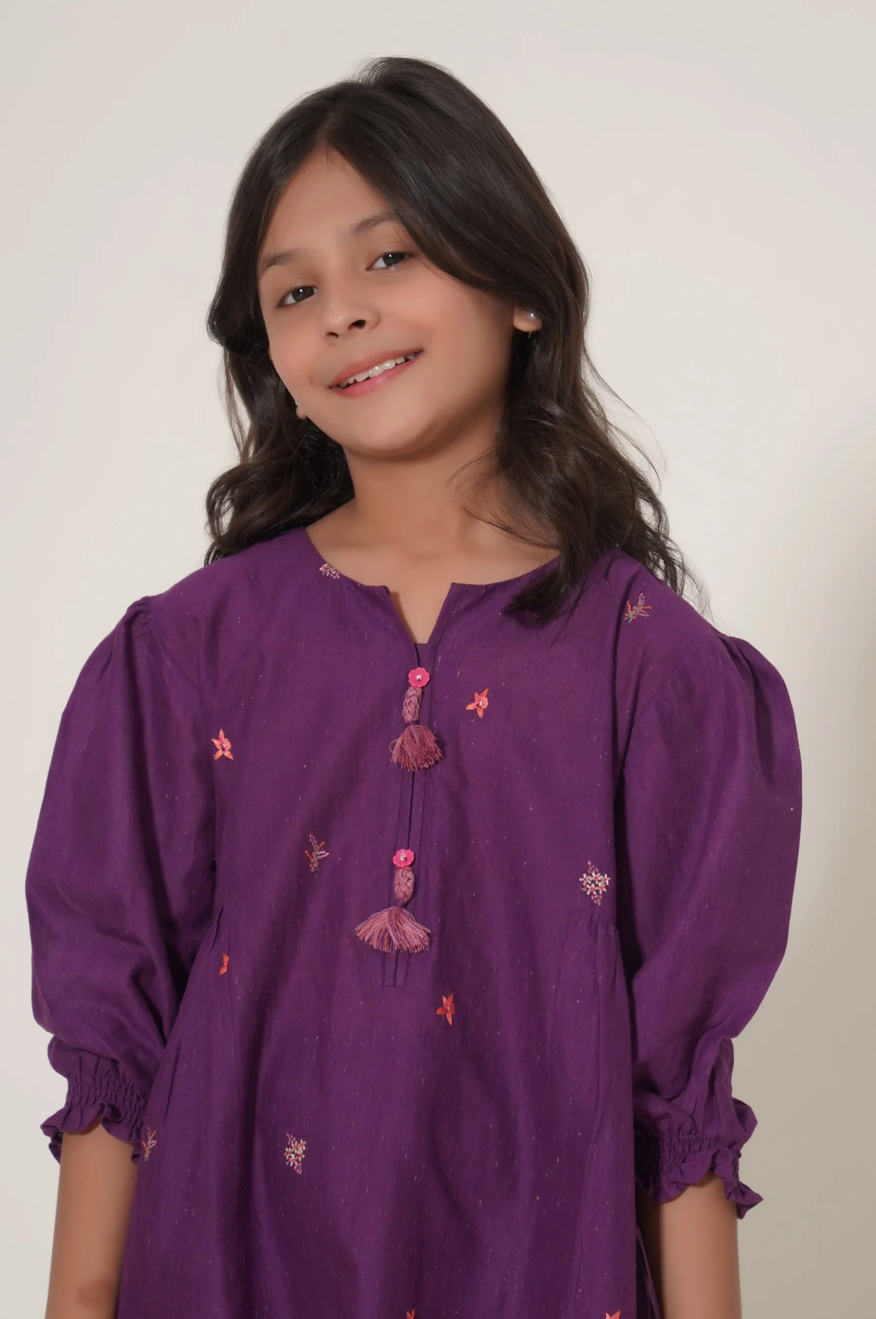 Stitched 2 Piece Embroidered Cotton Neps Suit - Image 3