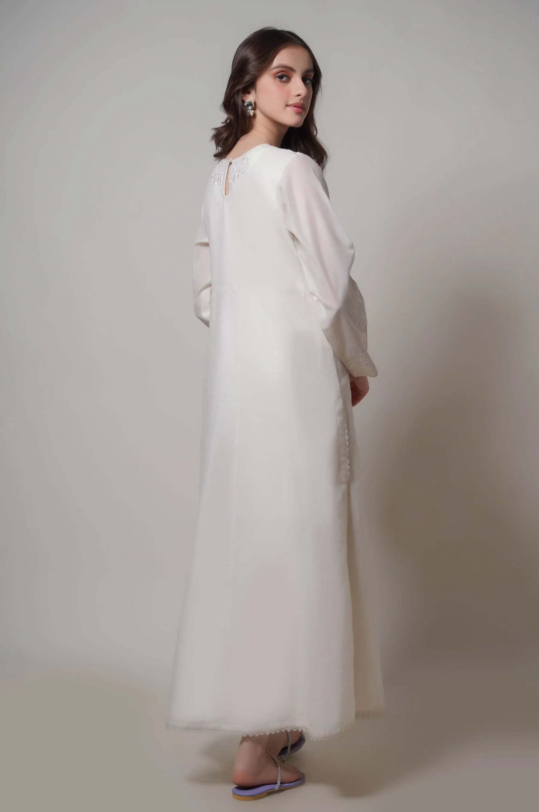 Stitched 2 Piece Embroidered Cotton Net Outfit - Image 6