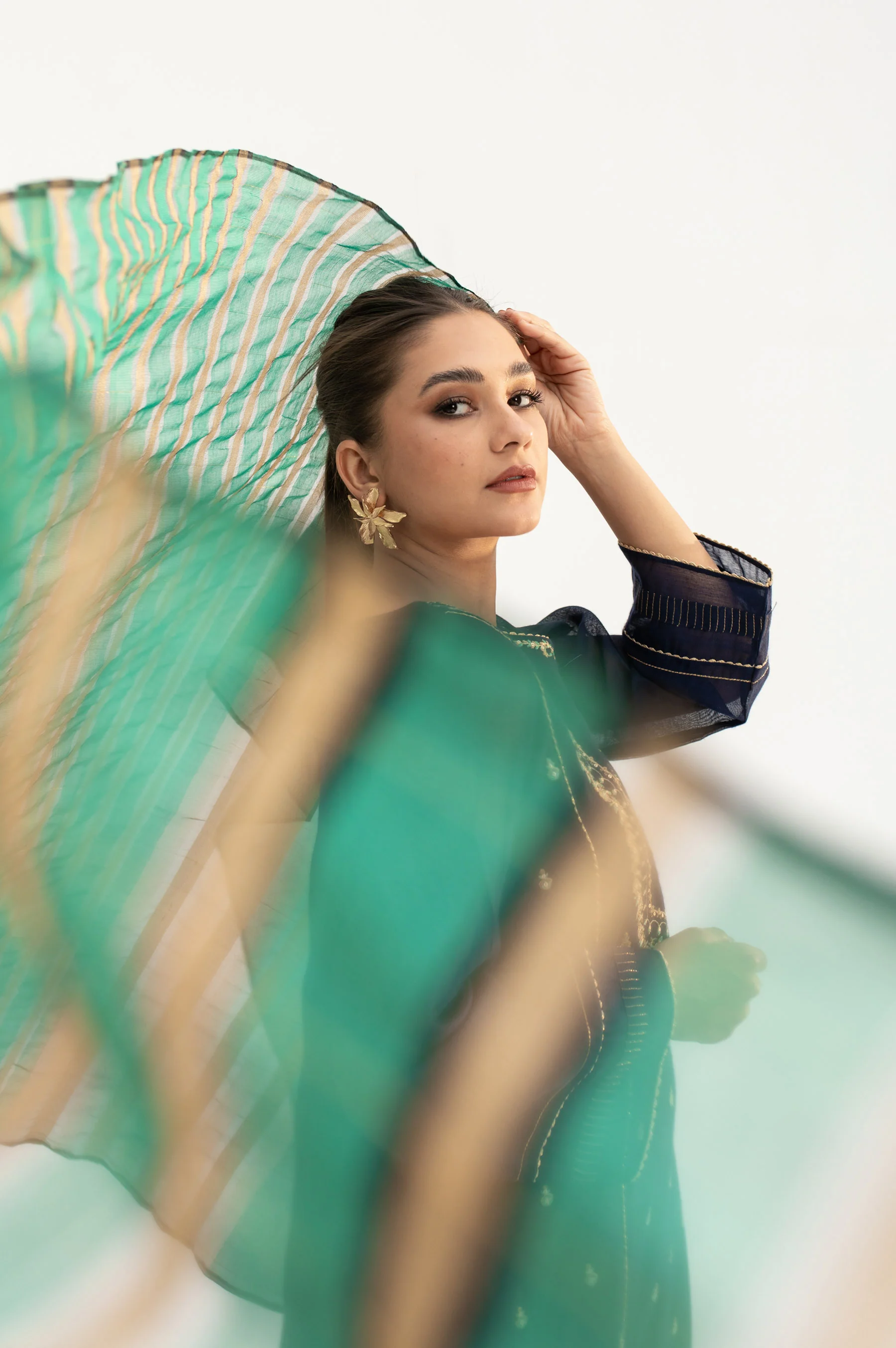Stitched 2 Piece Cotton Net Embroidered Suit - Image 6
