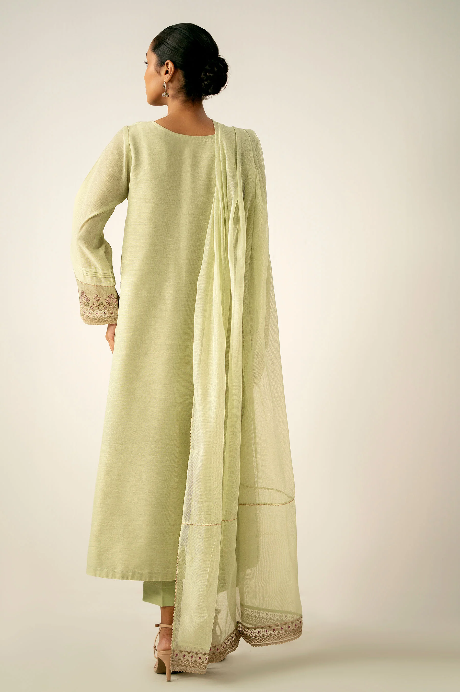 Stitched 2 Piece Embroidered Cotton Net Suit - Image 6