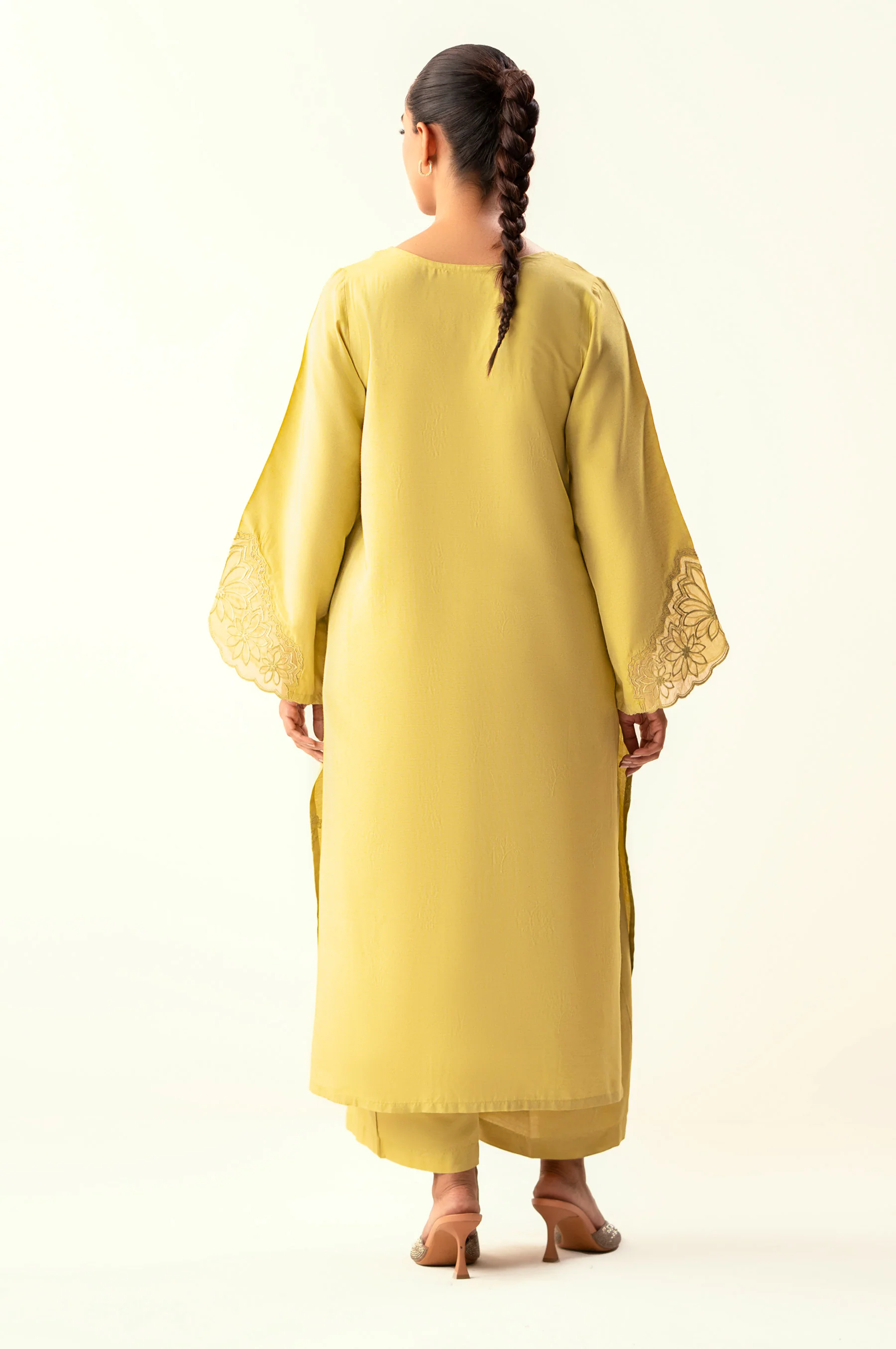 Stitched 2 Piece Embroidered Cotton Silk Suit - Image 6