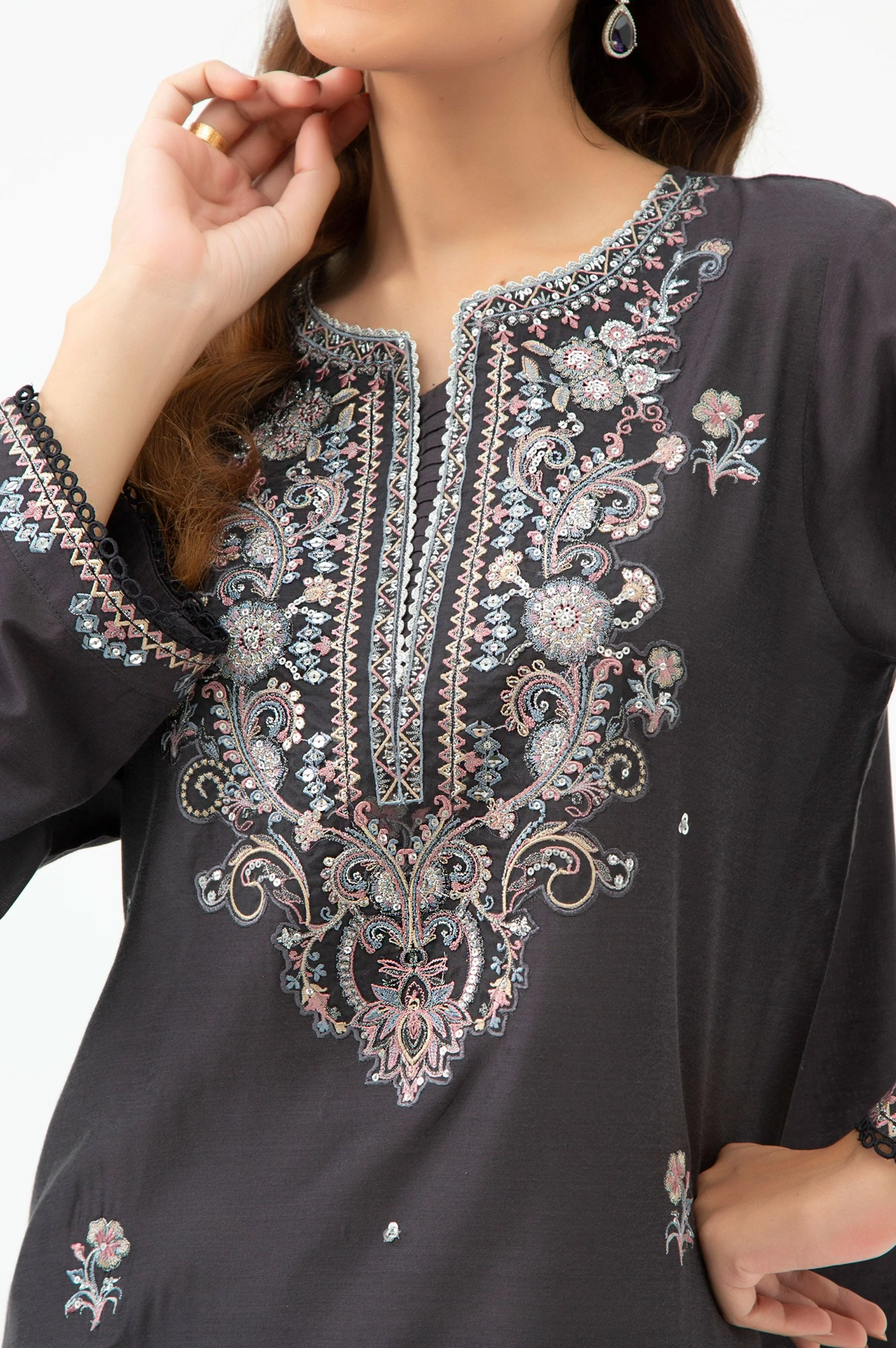 STITCHED EMBROIDERED SHIRT BOTTOM (FACTORY E-OUTLET) - Image 2