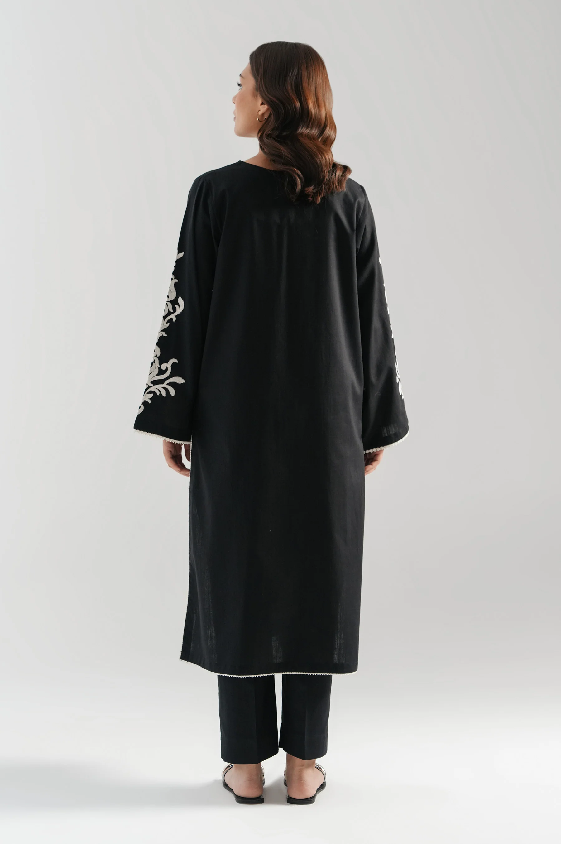 STITCHED EMBROIDERED COTTON SLUB SHIRT BOTTOM - Image 6