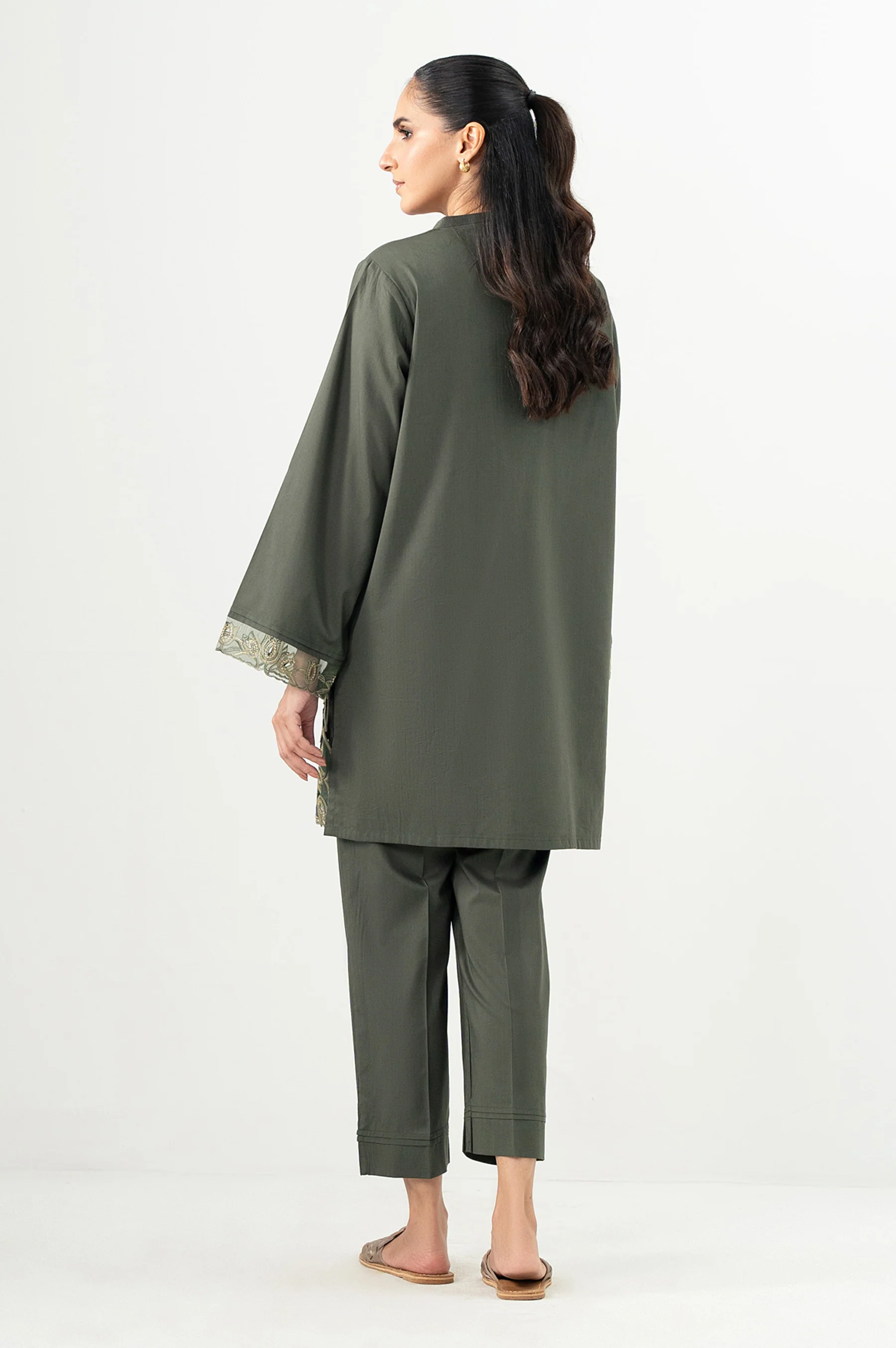 Stitched 2 Piece Embroidered Cotton Viscose Suit - Image 3