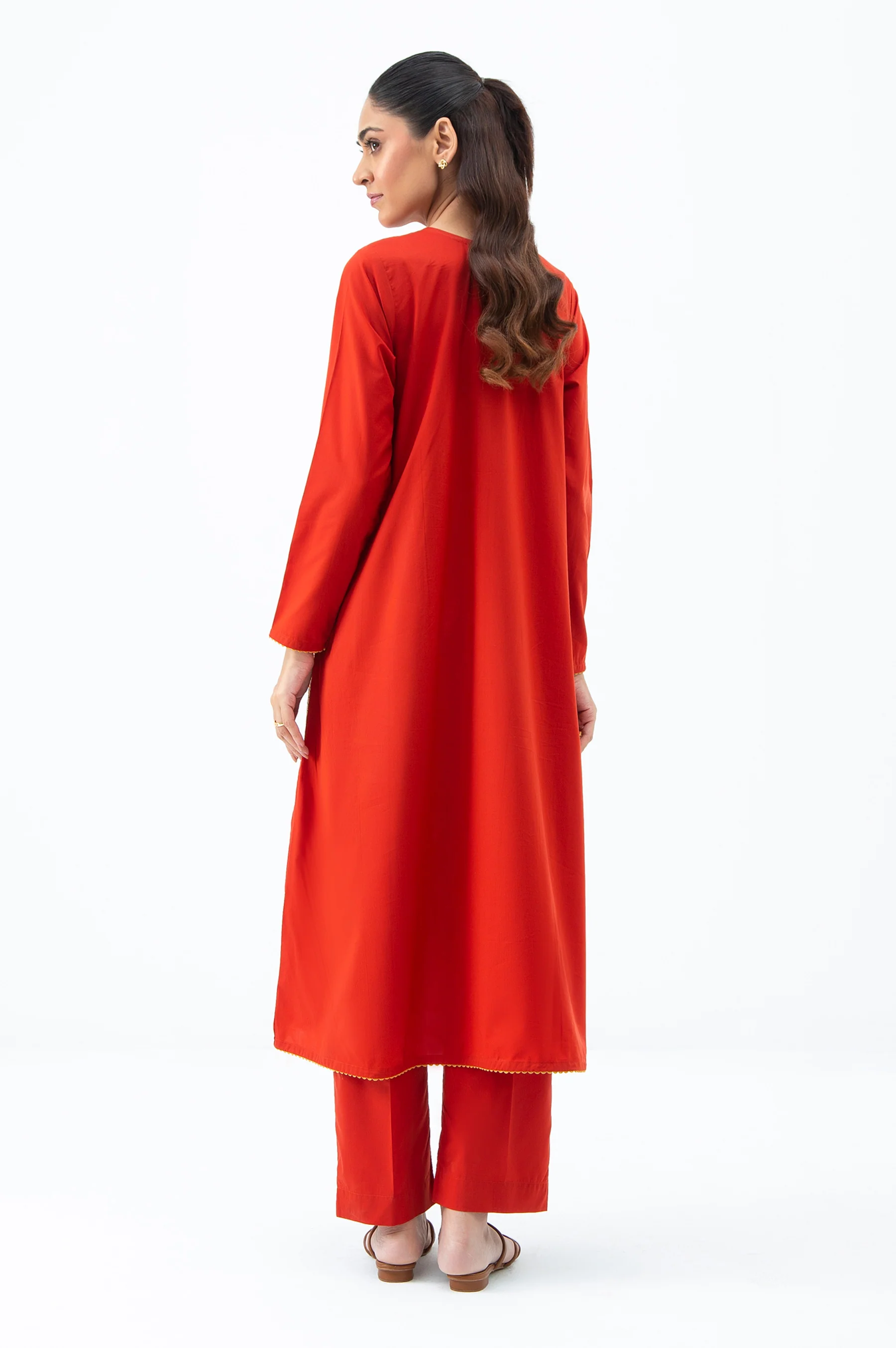 STITCHED EMBROIDERED COTTON VISCOSE SHIRT BOTTOM - Image 4