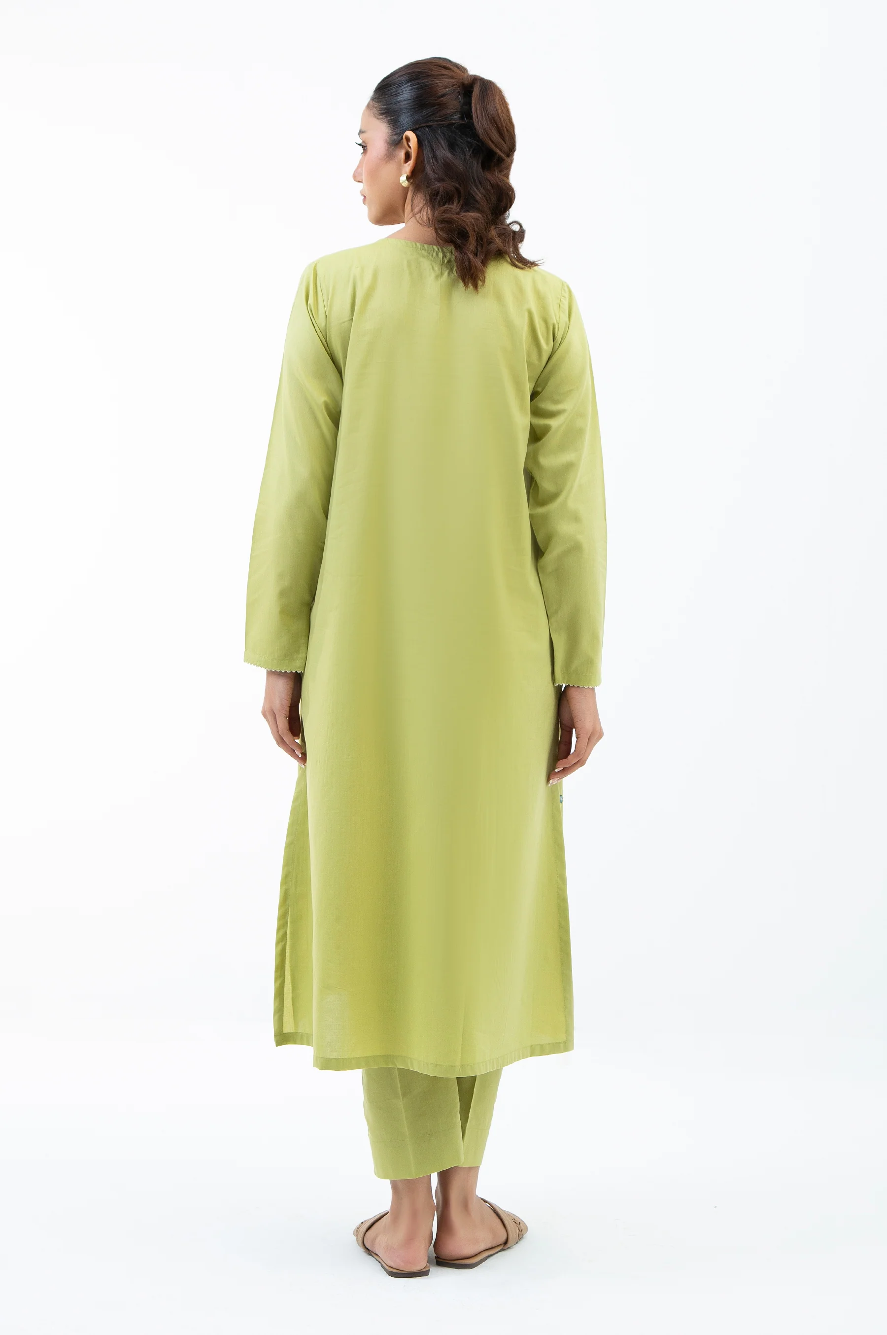 STITCHED EMBROIDERED COTTON VISCOSE SHIRT BOTTOM - Image 4