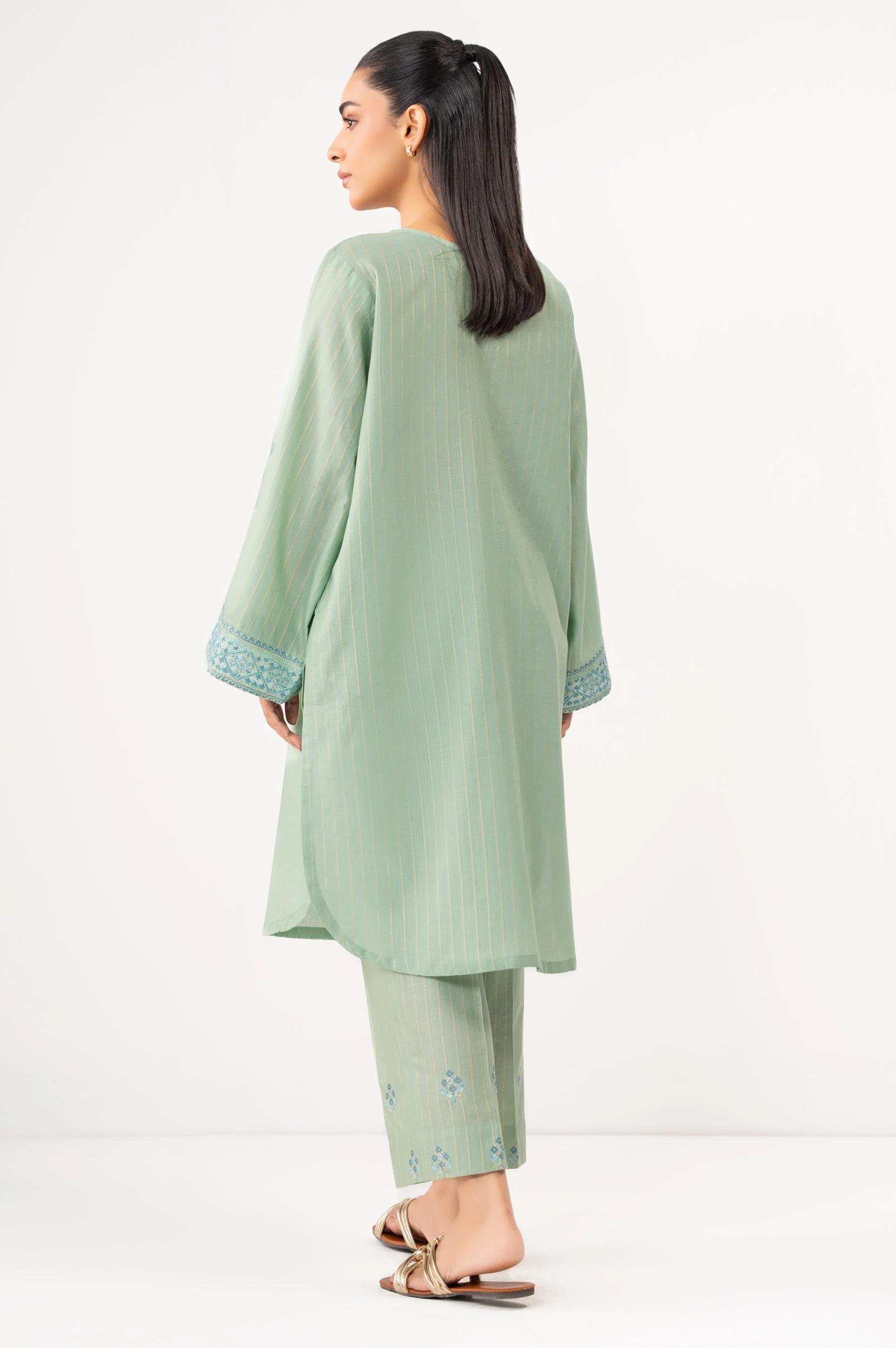 STITCHED EMBROIDERED DOBBY MYSURI SHIRT BOTTOM (FACTORY E-OUTLET) - Image 4