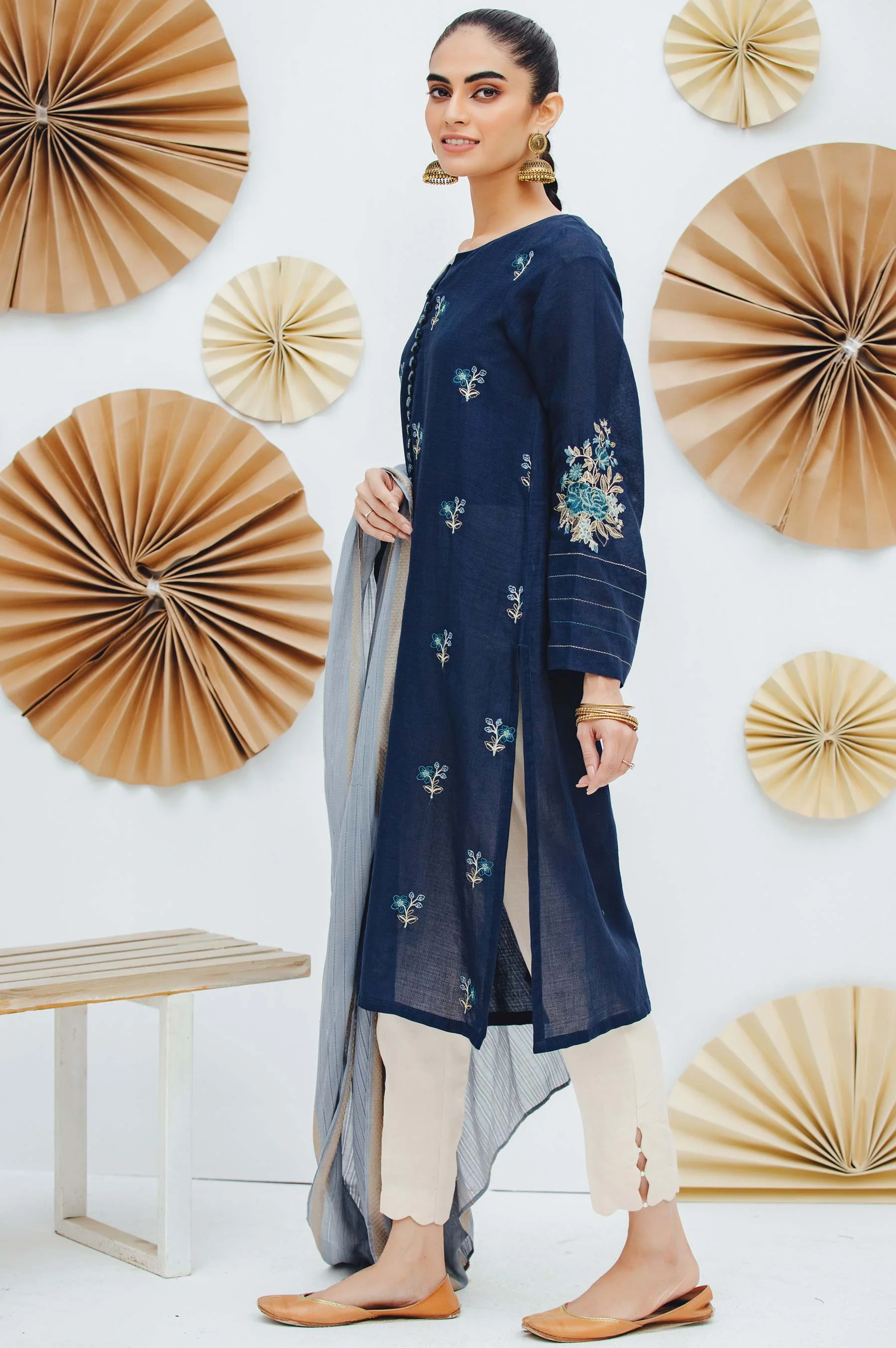 Stitched 2 Piece Embroidered Dobby Suit - Image 3