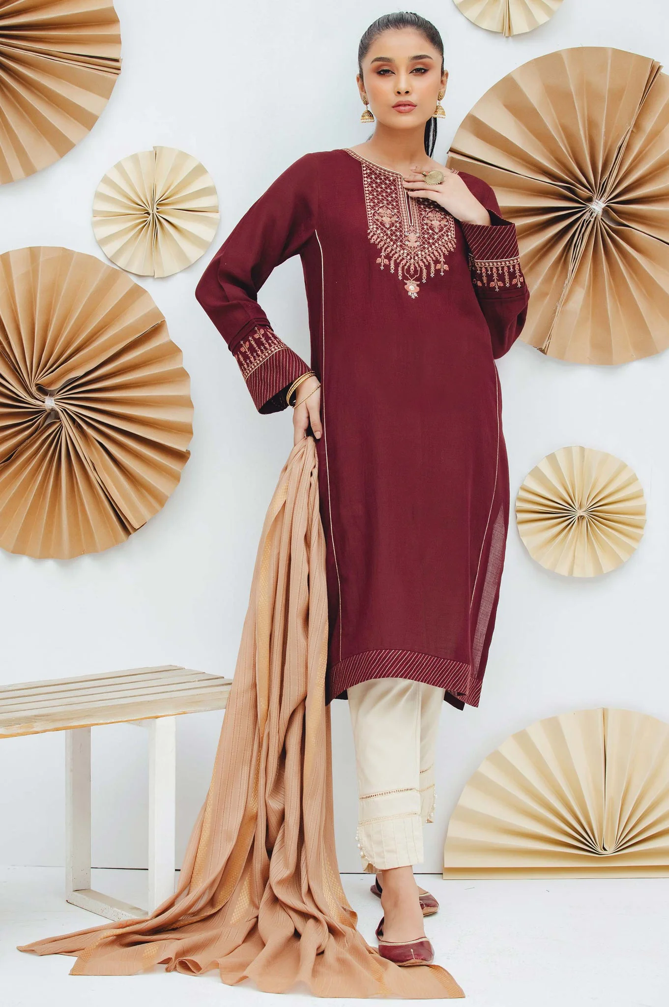 Stitched 2 Piece Embroidered Dobby Suit - Image 2