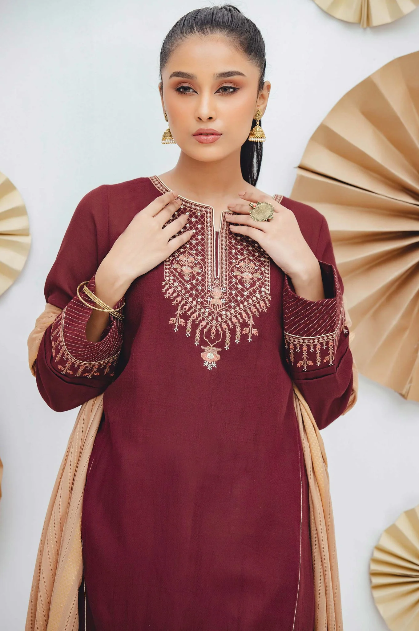 Stitched 2 Piece Embroidered Dobby Suit - Image 4