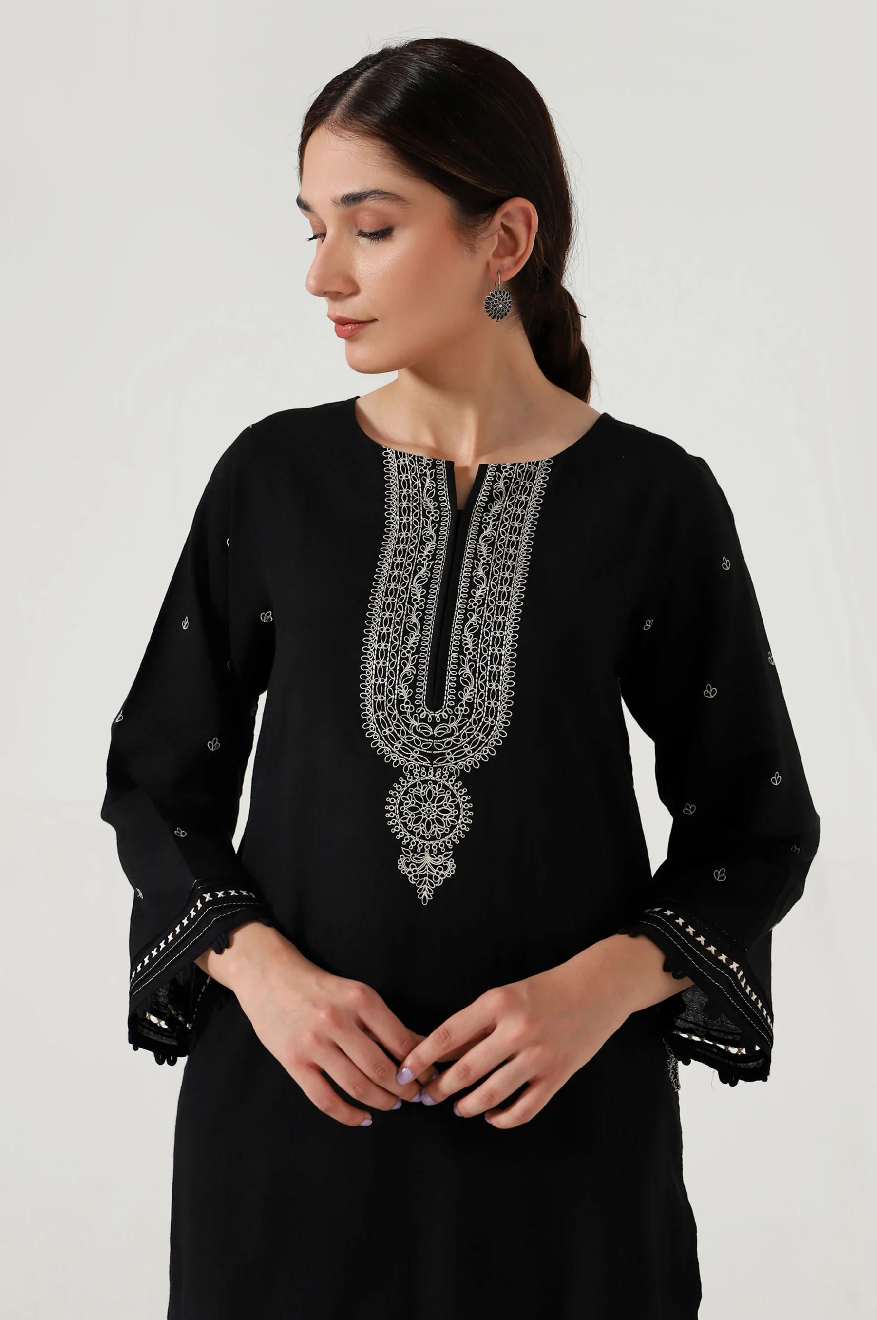 Stitched 2 Piece Embroidered Dobby Suit - Image 2