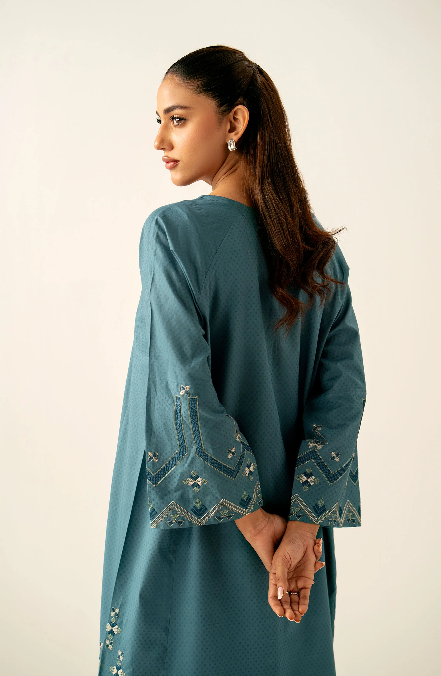 Stitched 2 Piece Embroidered Dobby Suit - Image 3