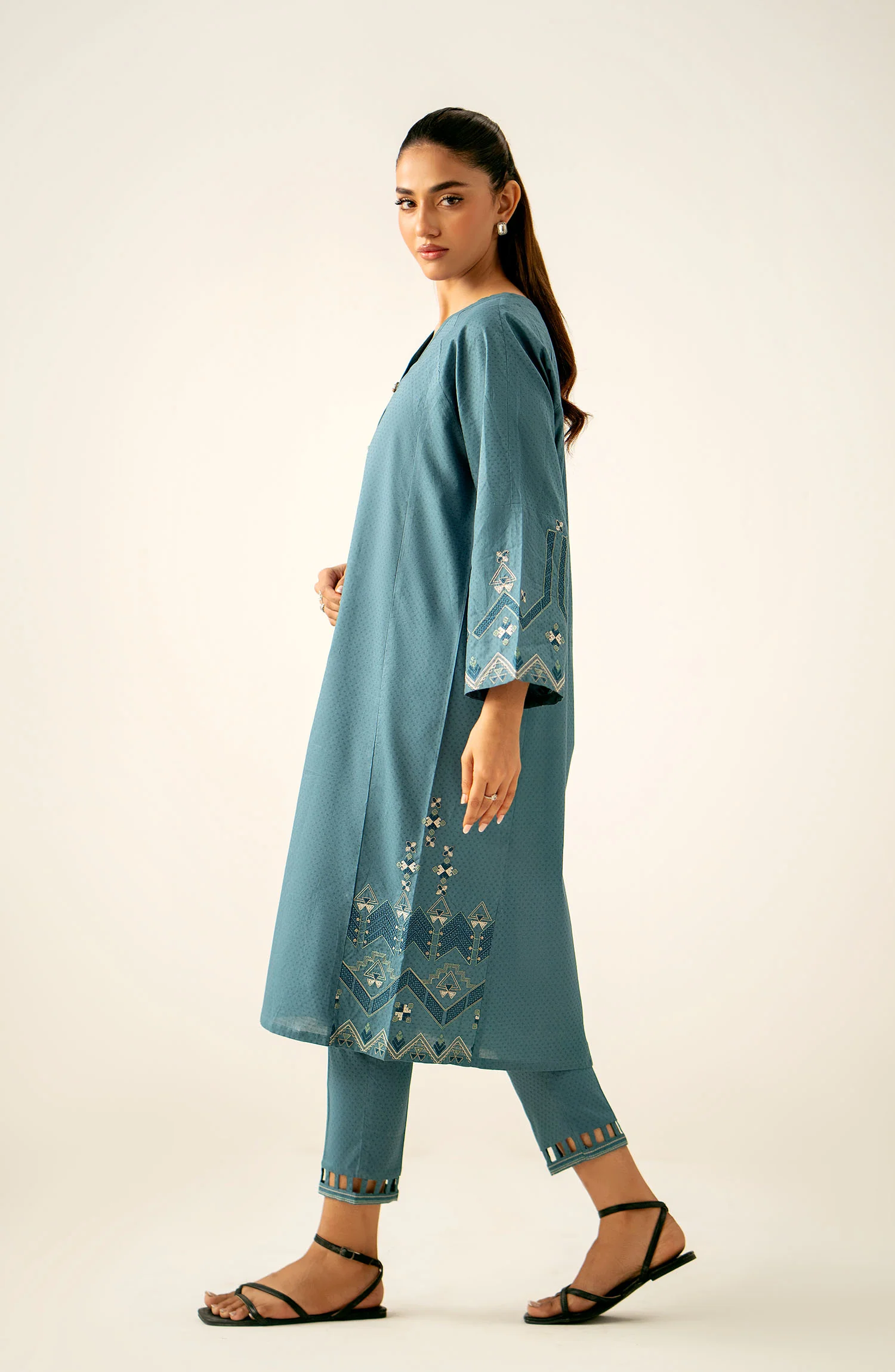Stitched 2 Piece Embroidered Dobby Suit - Image 6