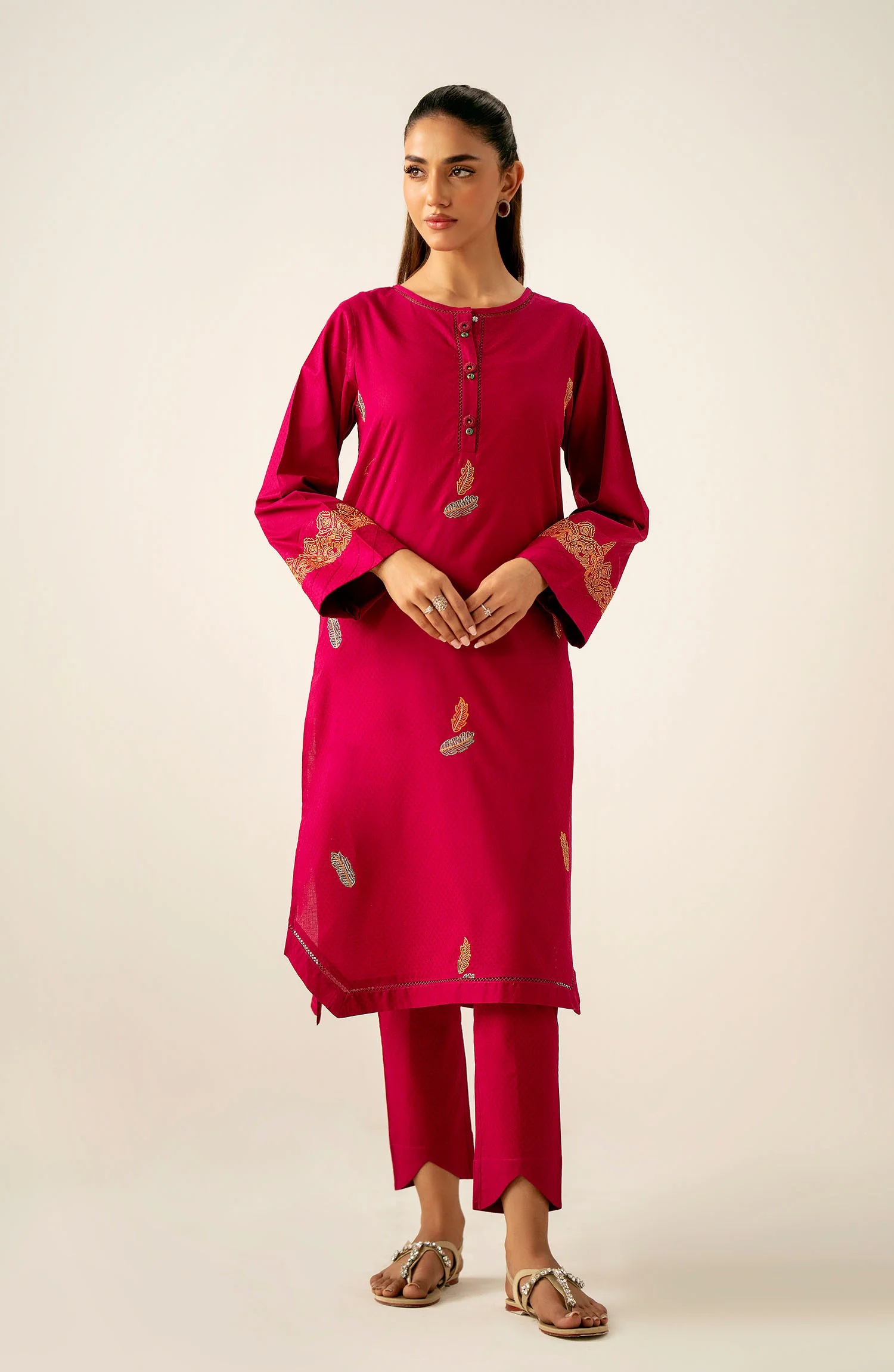 Stitched 2 Piece Embroidered Dobby Suit - Image 5