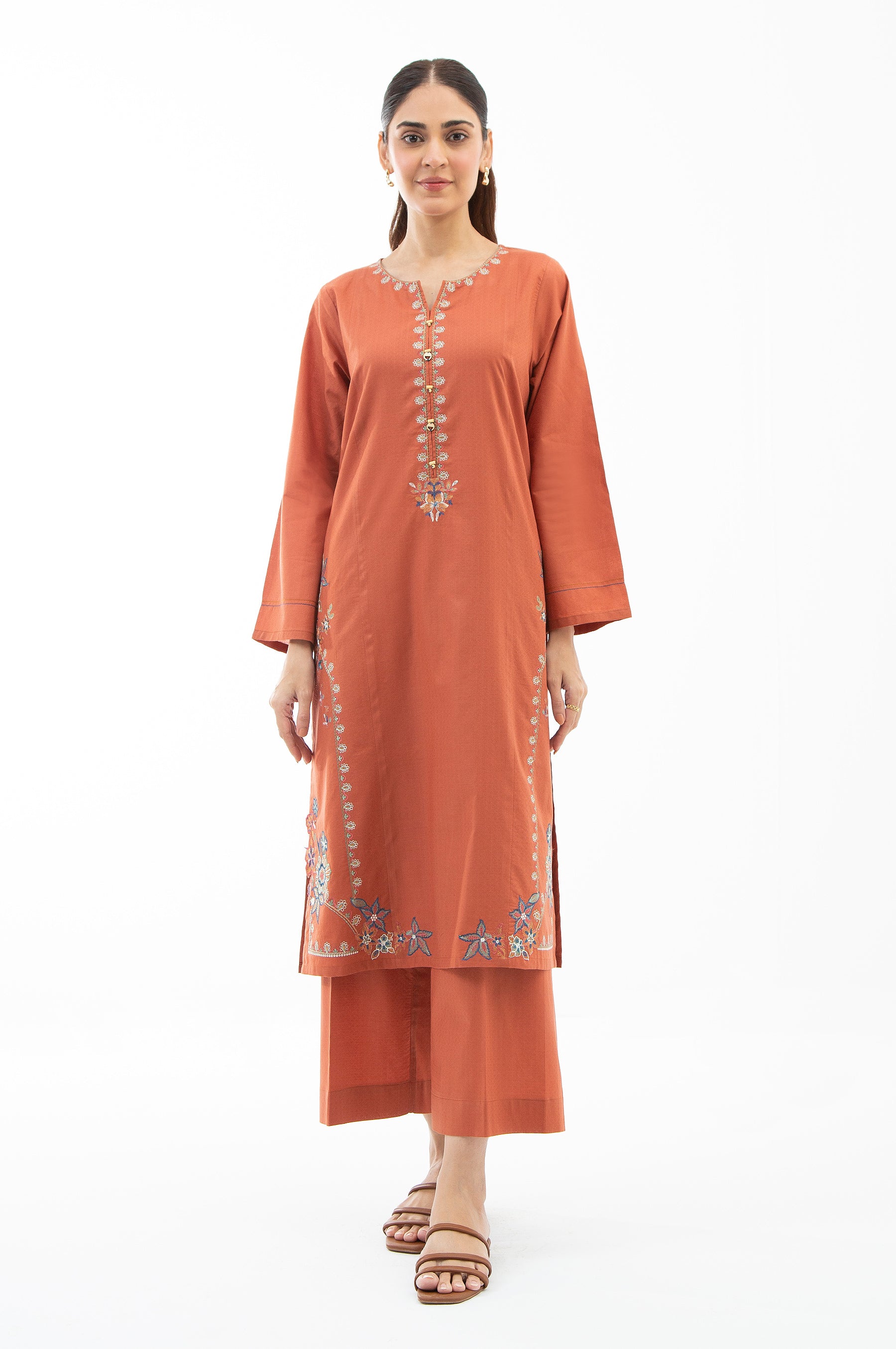 EMBROIDERED DOBBY STITCHED 2 PIECE SUIT