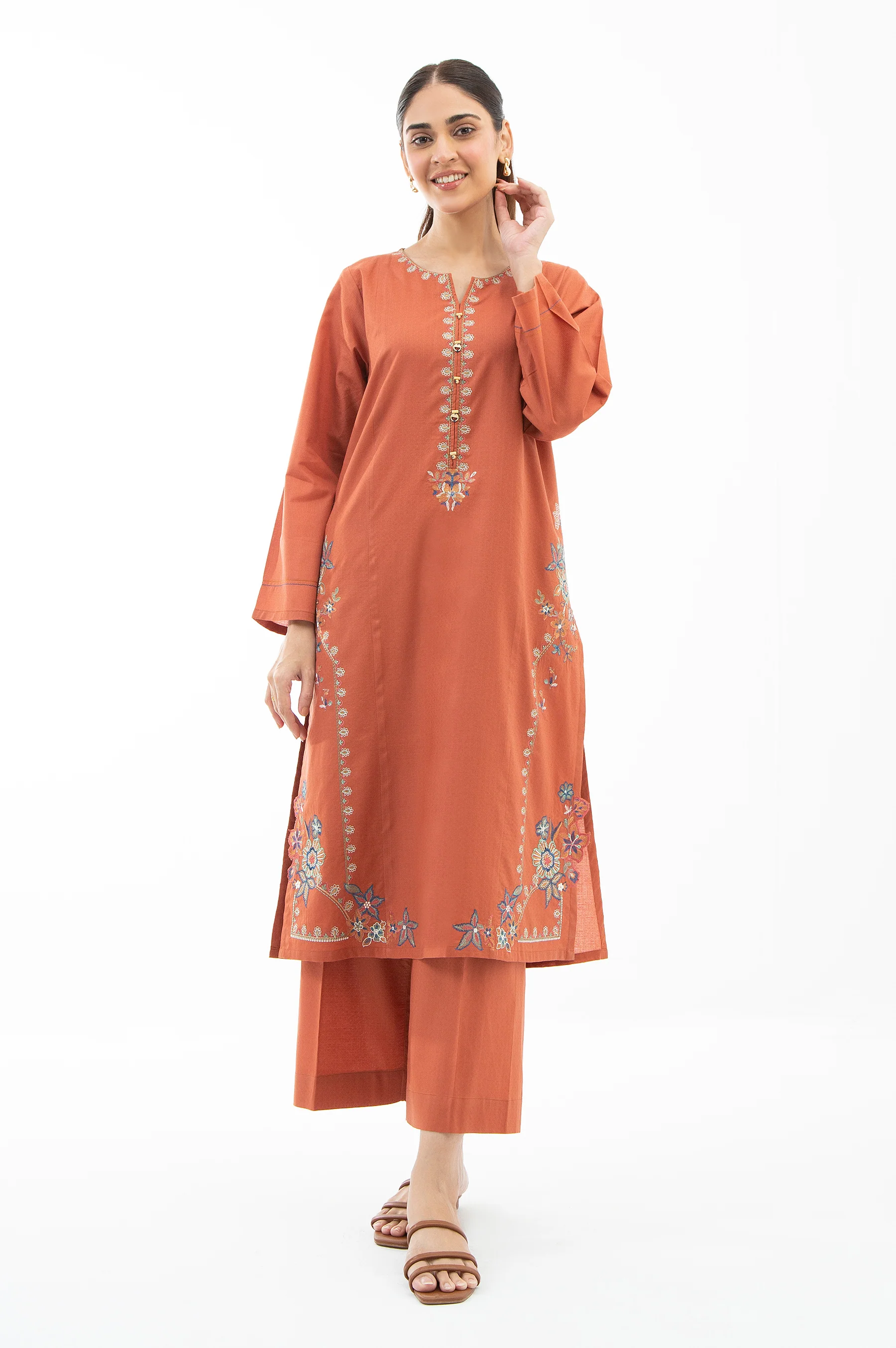 EMBROIDERED DOBBY STITCHED 2 PIECE SUIT - Image 6