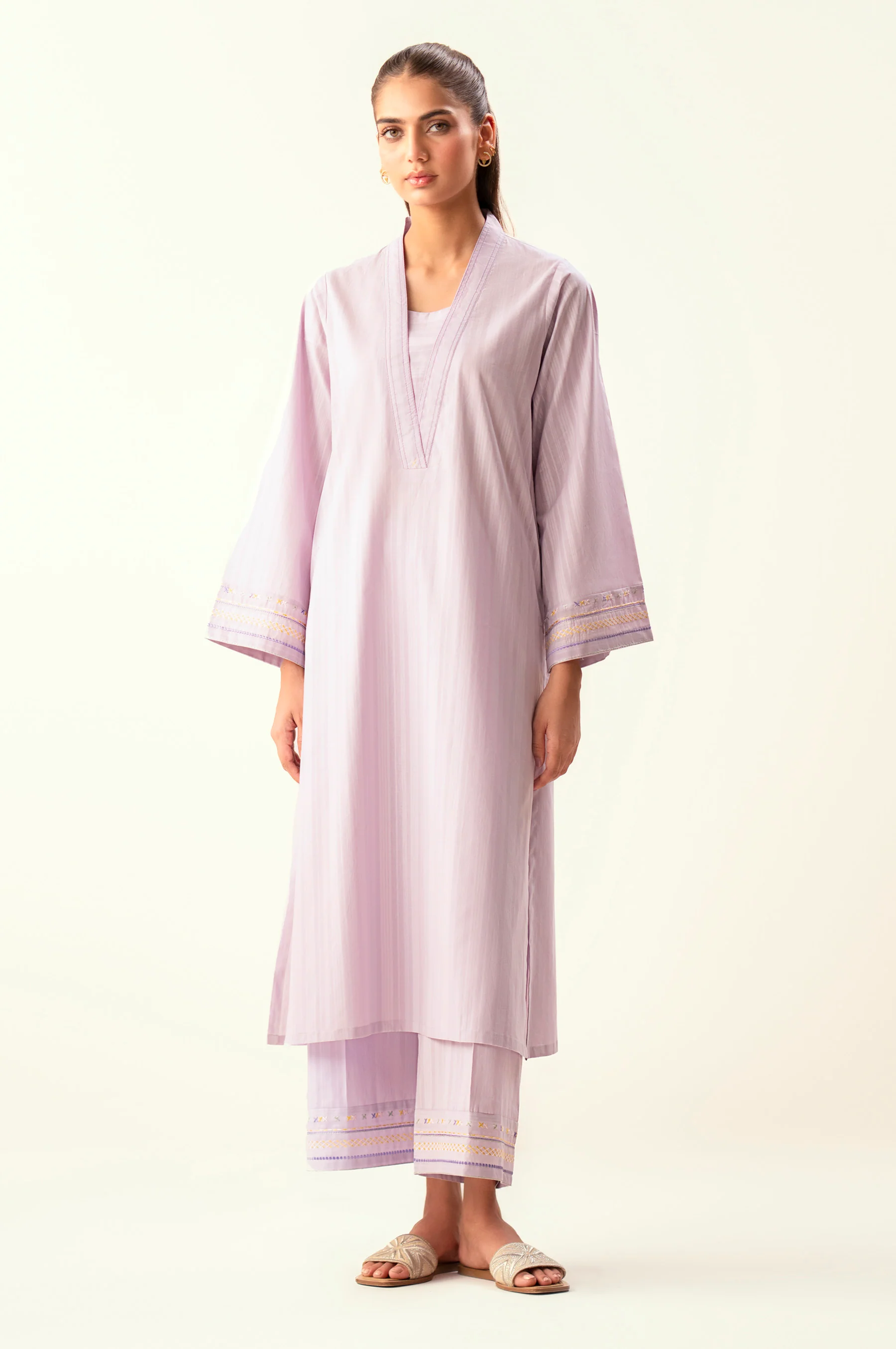 Stitched 2 Piece Embroidered Doria Suit - Image 4