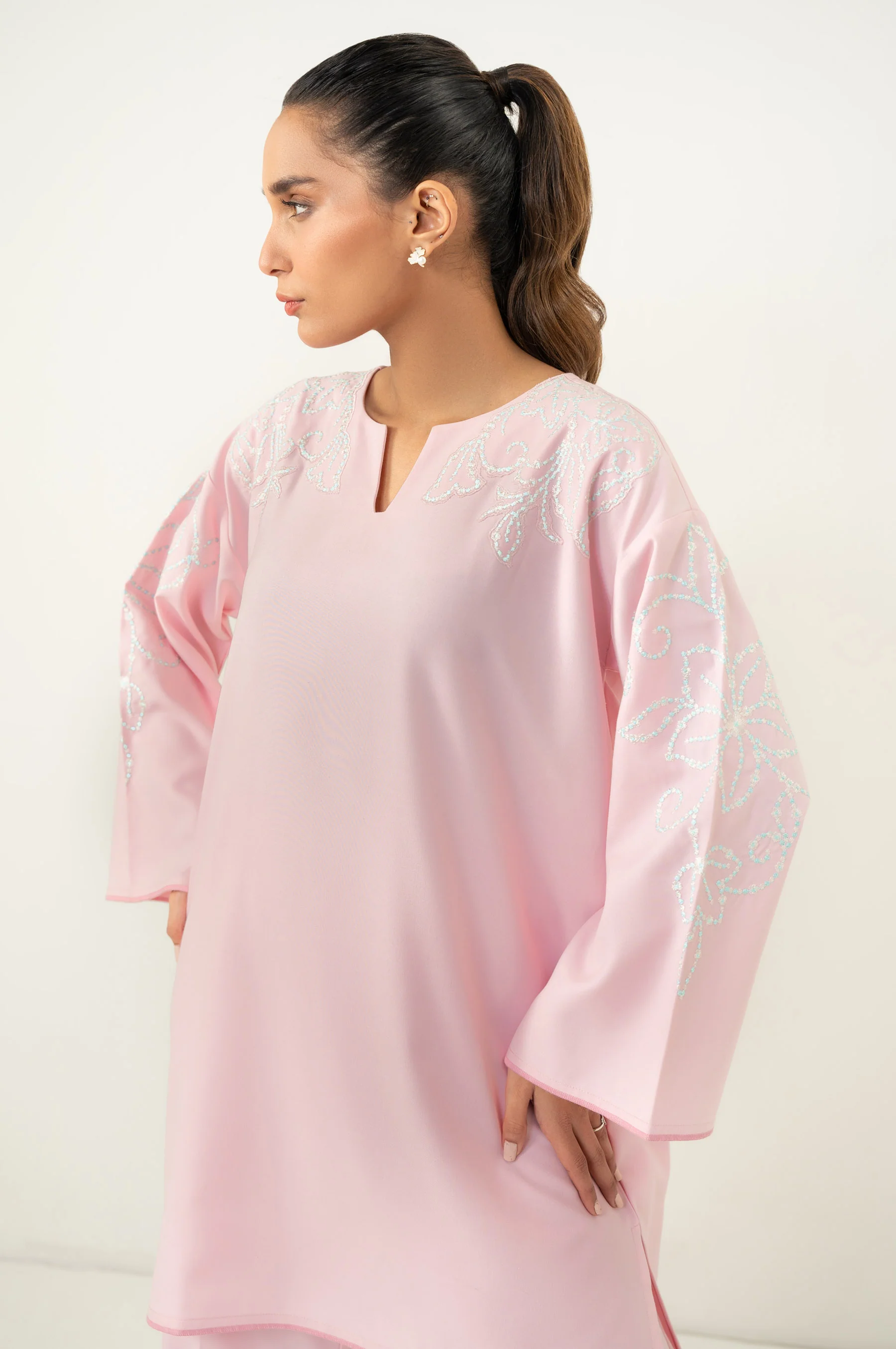 STITCHED EMBROIDERED SHIRT BOTTOM - Image 2