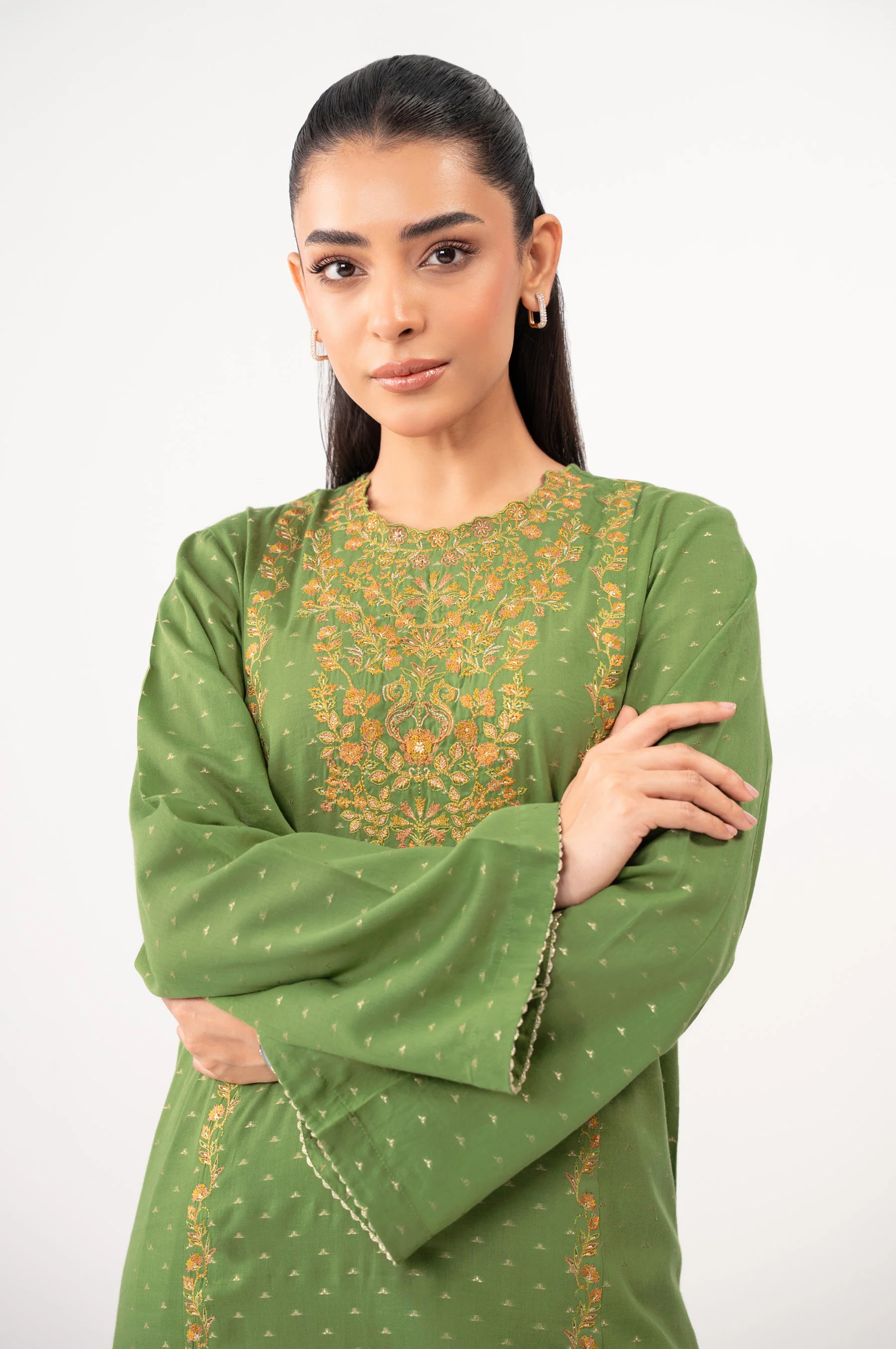 STITCHED EMBROIDERED JACQUARD SHIRT BOTTOM - Image 3
