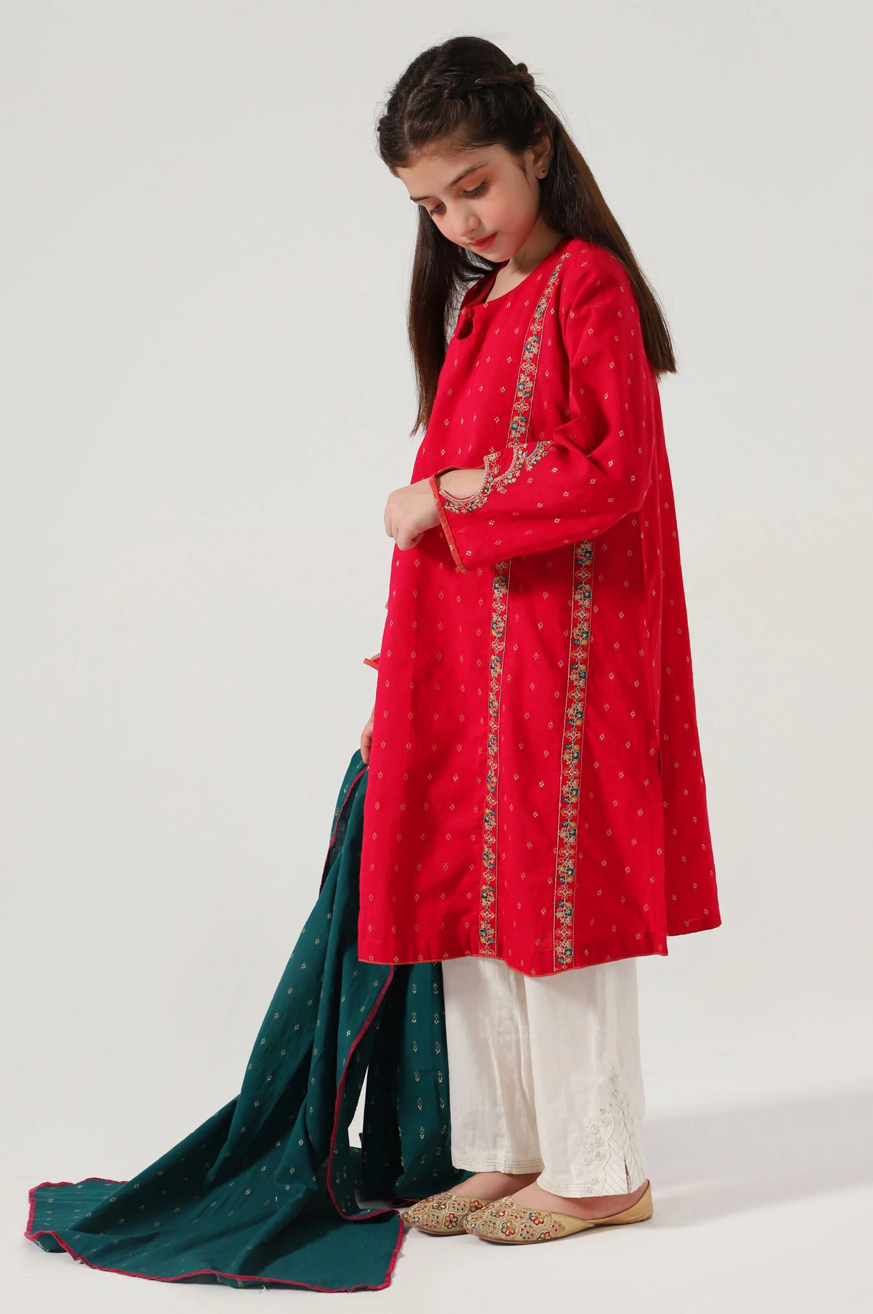 Stitched 2 Piece Embroidered Jacquard Suit - Image 4