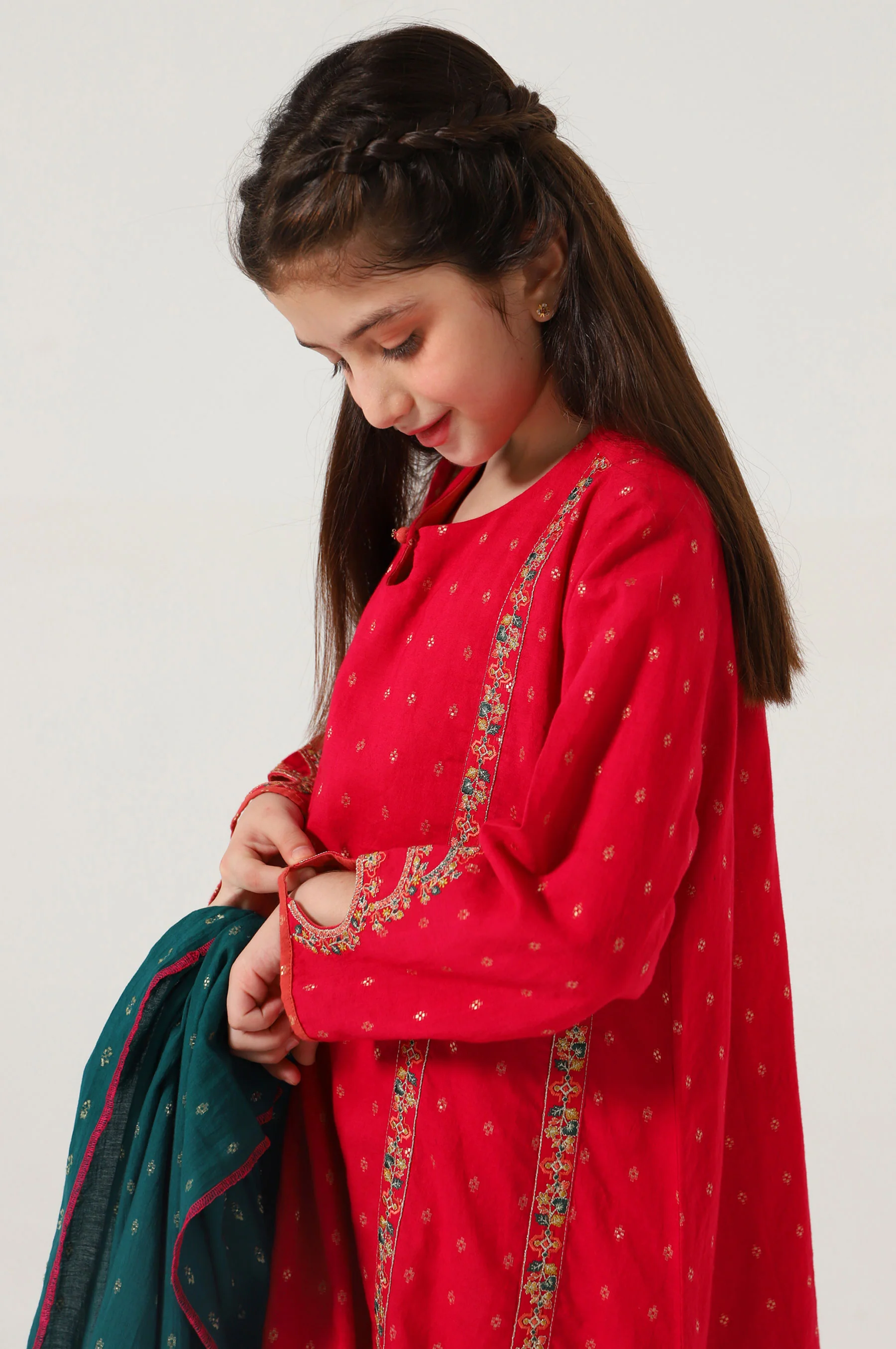 Stitched 2 Piece Embroidered Jacquard Suit - Image 5