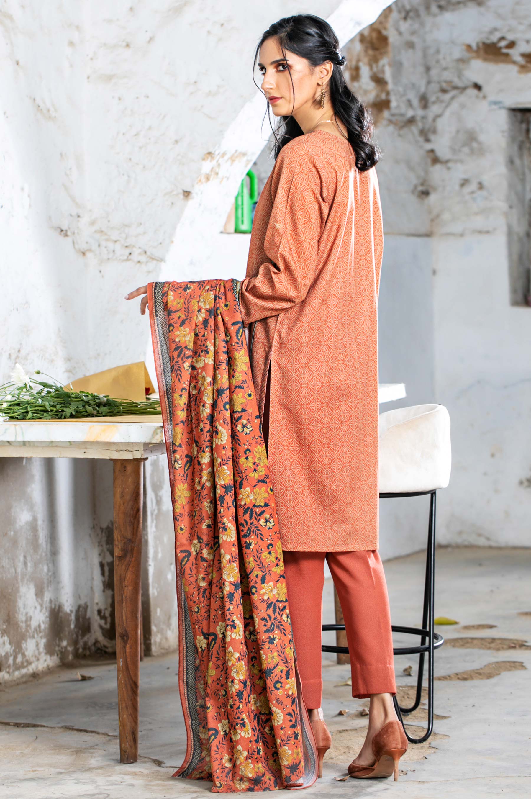 Stitched 2 Piece Embroidered Karandi Suit - Image 2