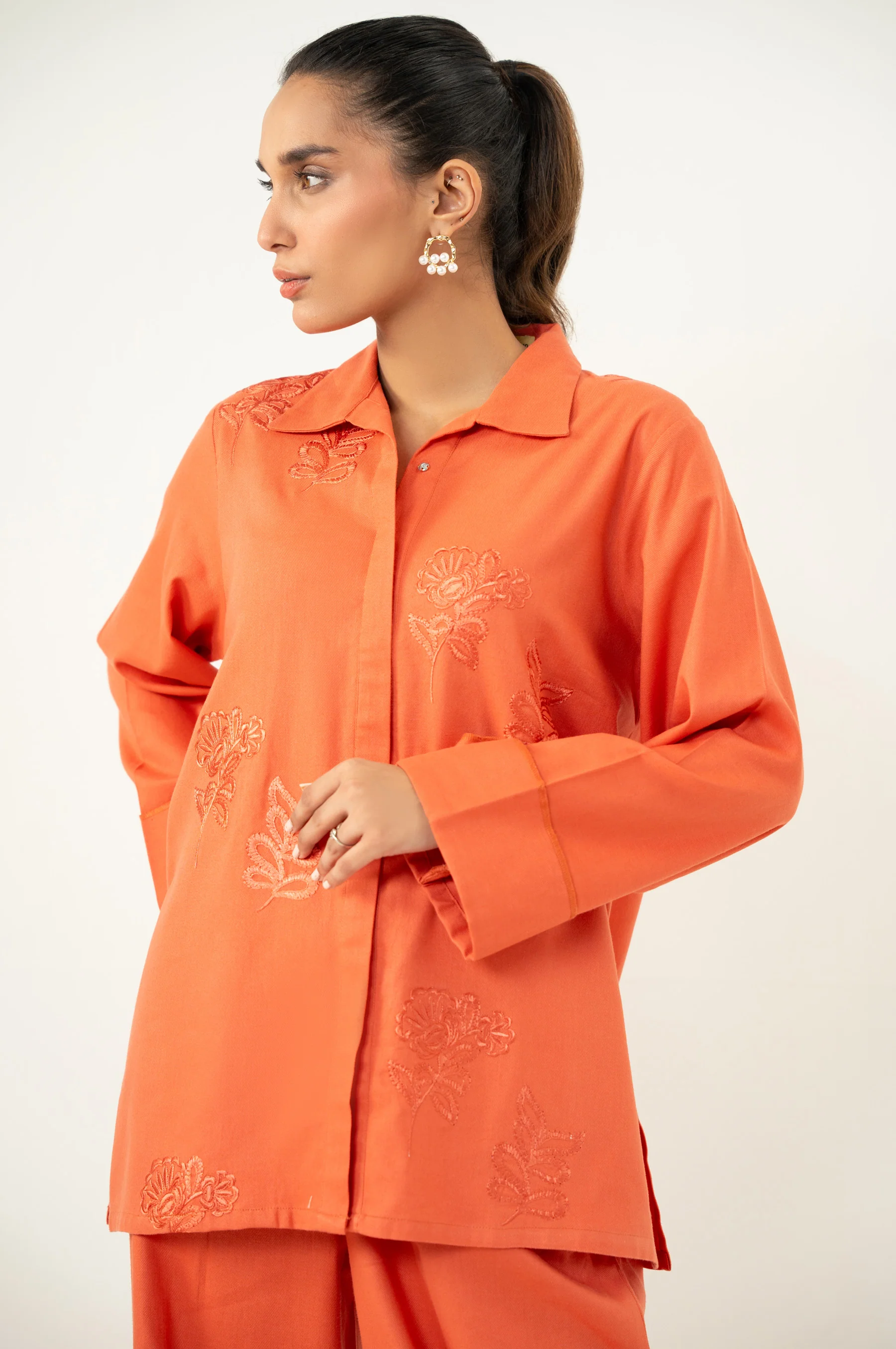 Stitched 2 Piece Embroidered Khaddar Co-Ord Set - Image 6