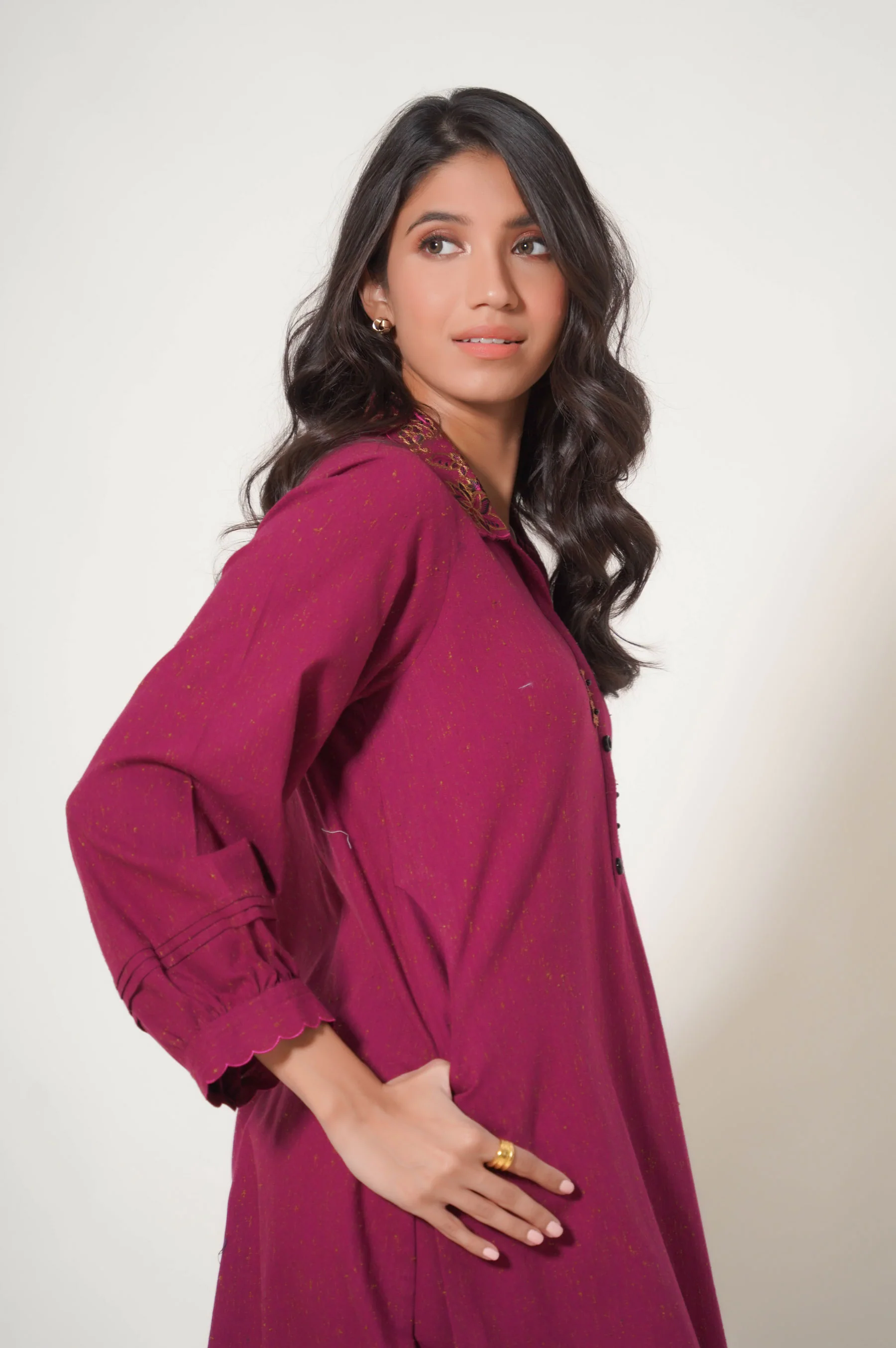 Stitched 2 Pc Embroidered Neps Khaddar Suit - Image 2