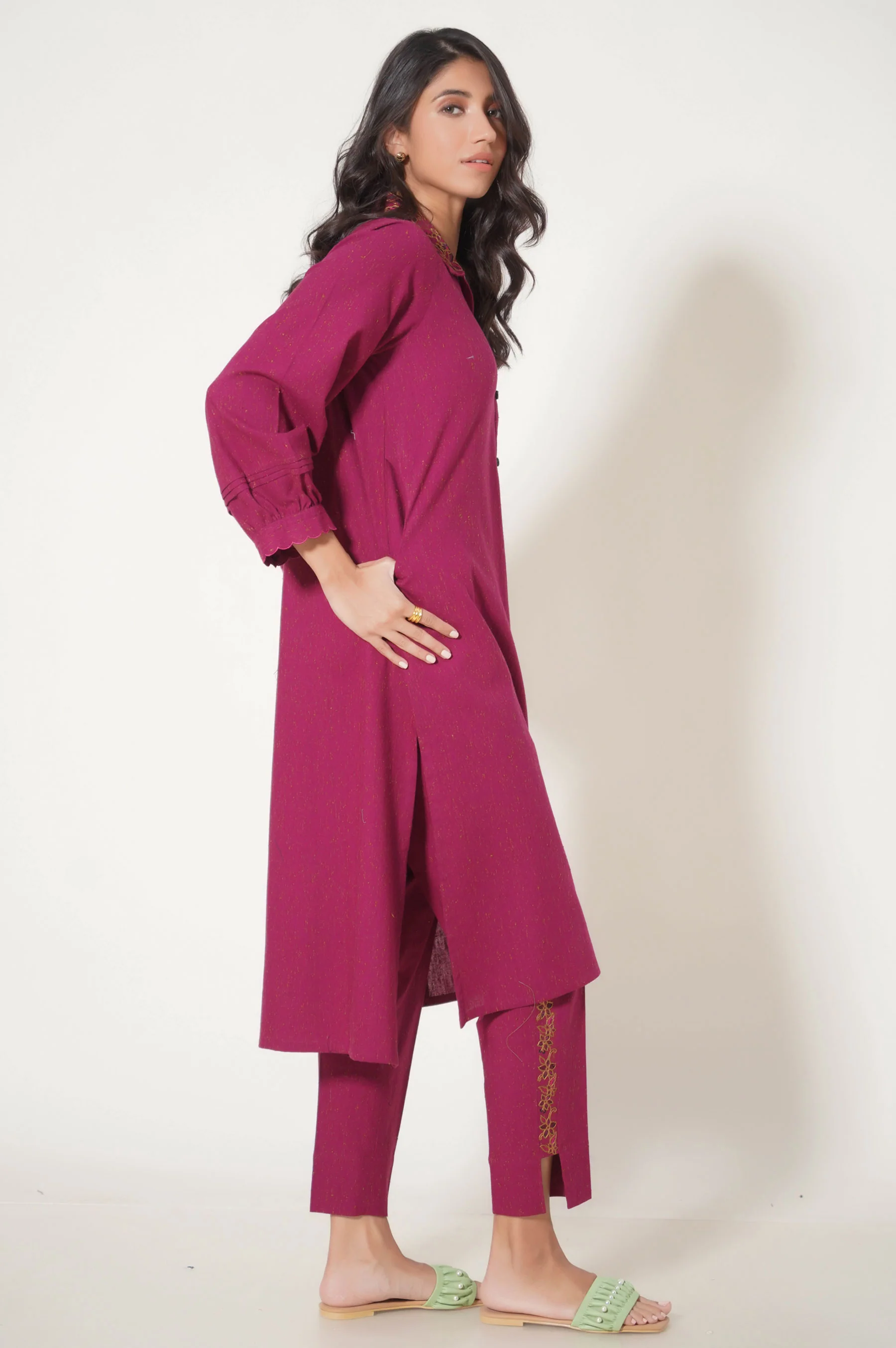 Stitched 2 Pc Embroidered Neps Khaddar Suit - Image 4