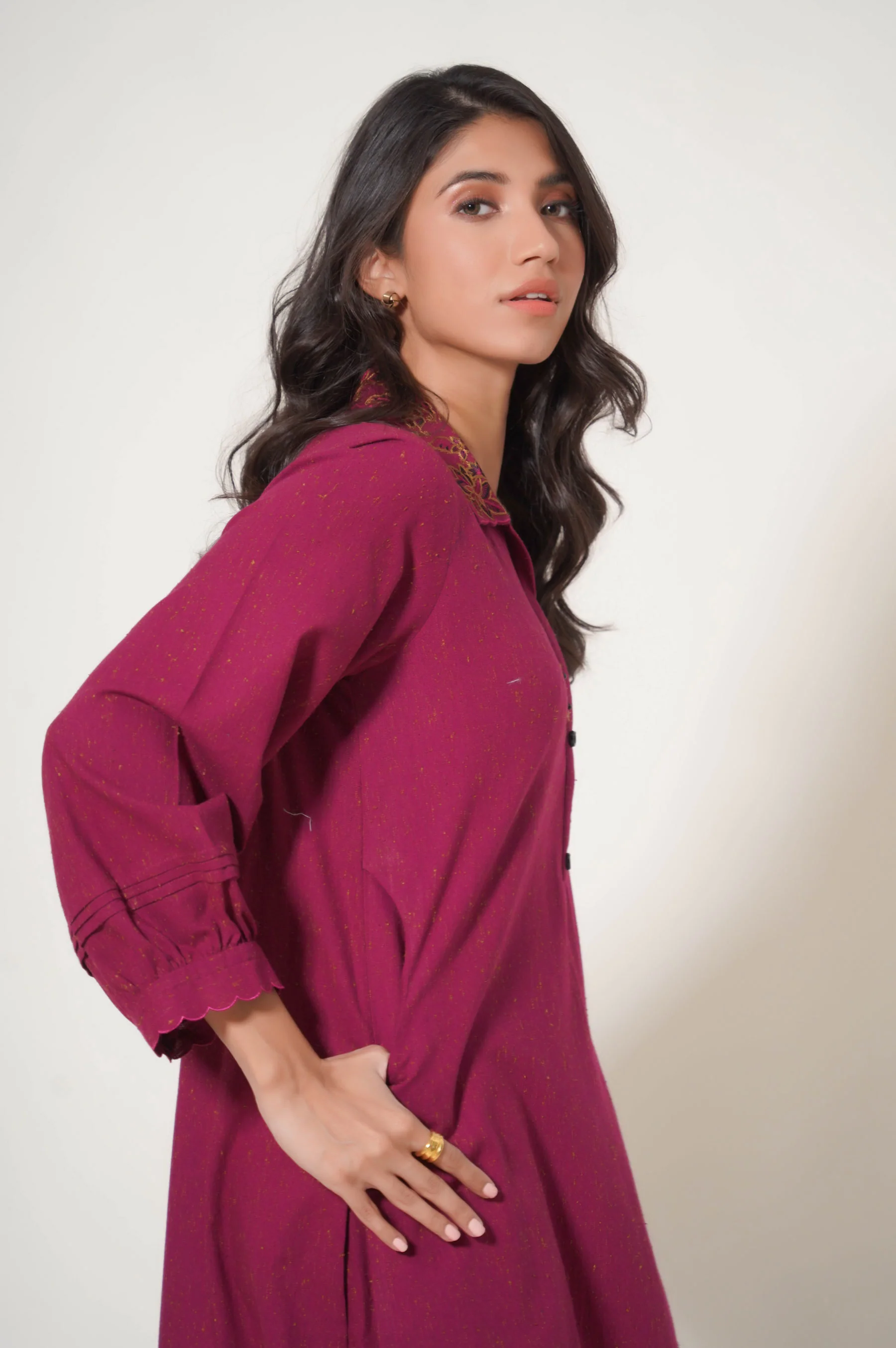 Stitched 2 Pc Embroidered Neps Khaddar Suit - Image 5