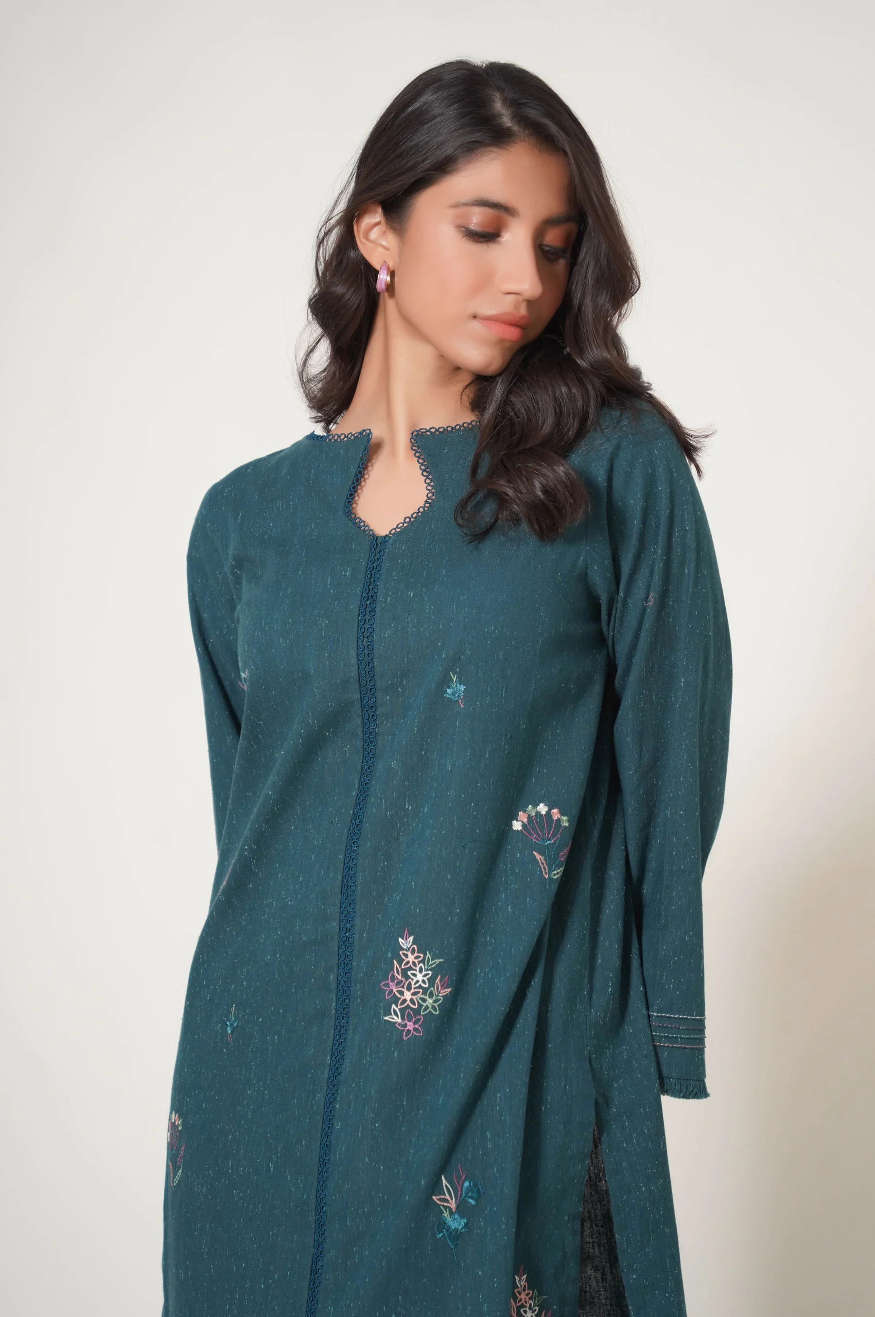 Stitched 2 Piece Embroidered Neps Khaddar Suit - Image 2