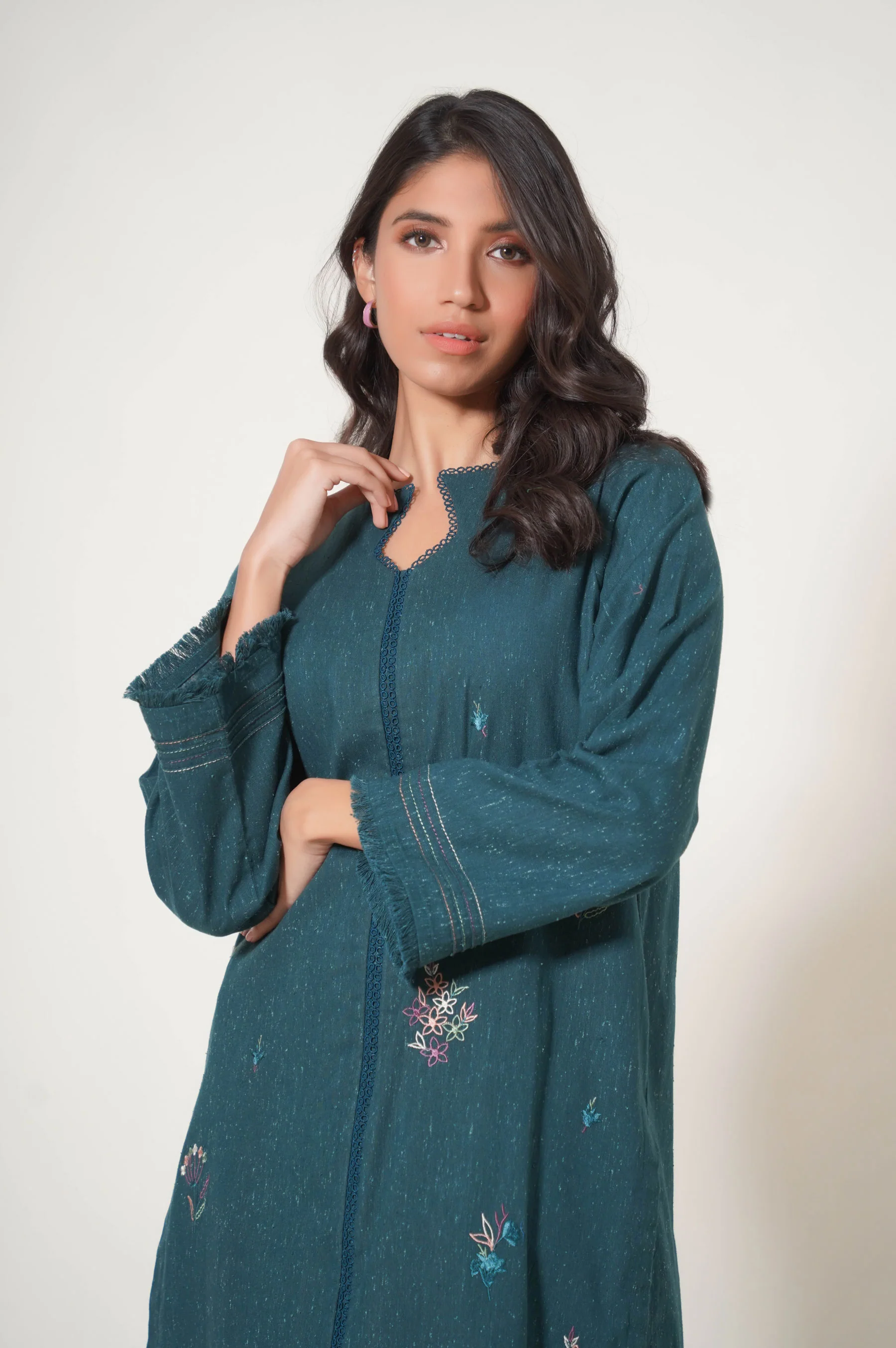 Stitched 2 Piece Embroidered Neps Khaddar Suit - Image 4