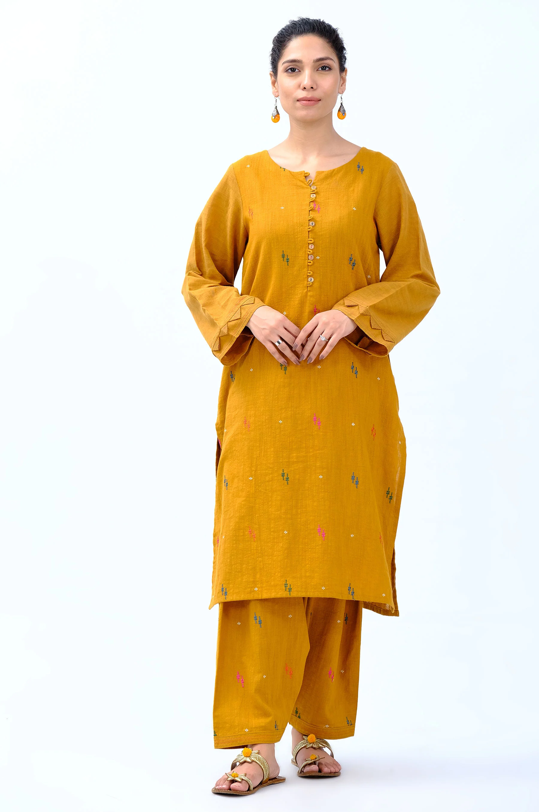Stitched 2 Piece Embroidered Khaddar Suit - Image 2