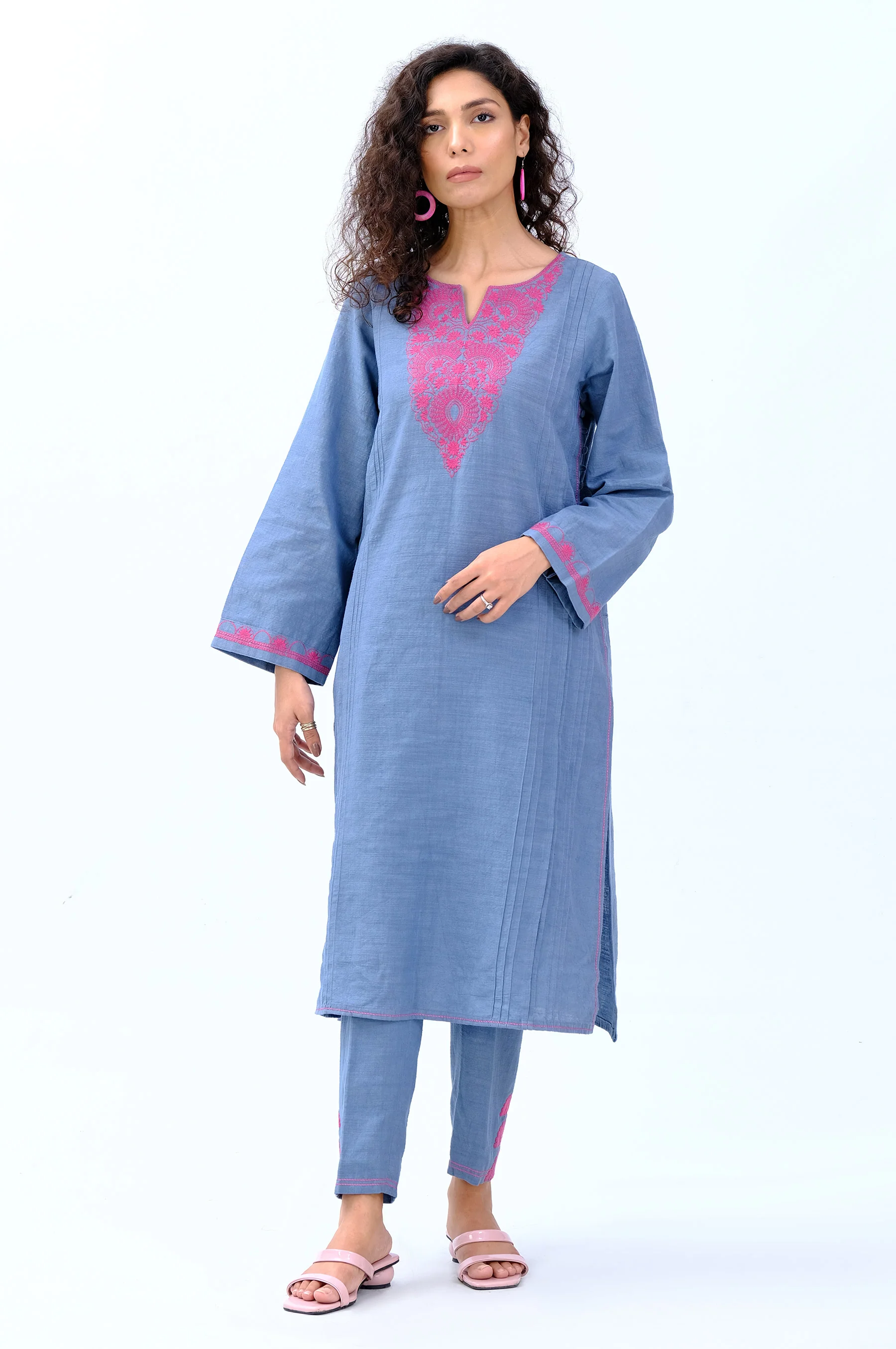 Stitched 2 Piece Embroidered Khaddar Suit - Image 2