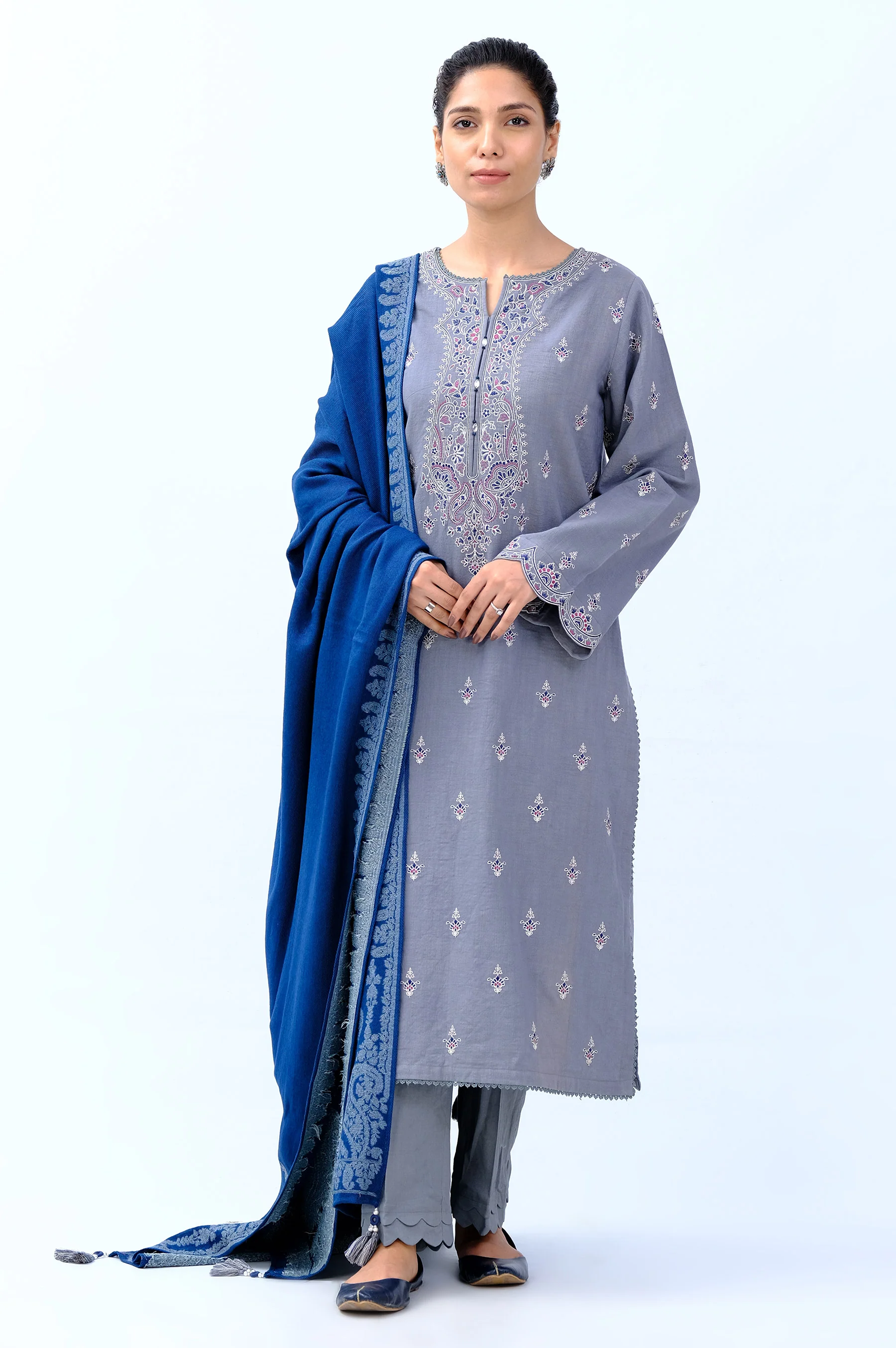 Stitched 2 Piece Embroidered Khaddar Suit - Image 4