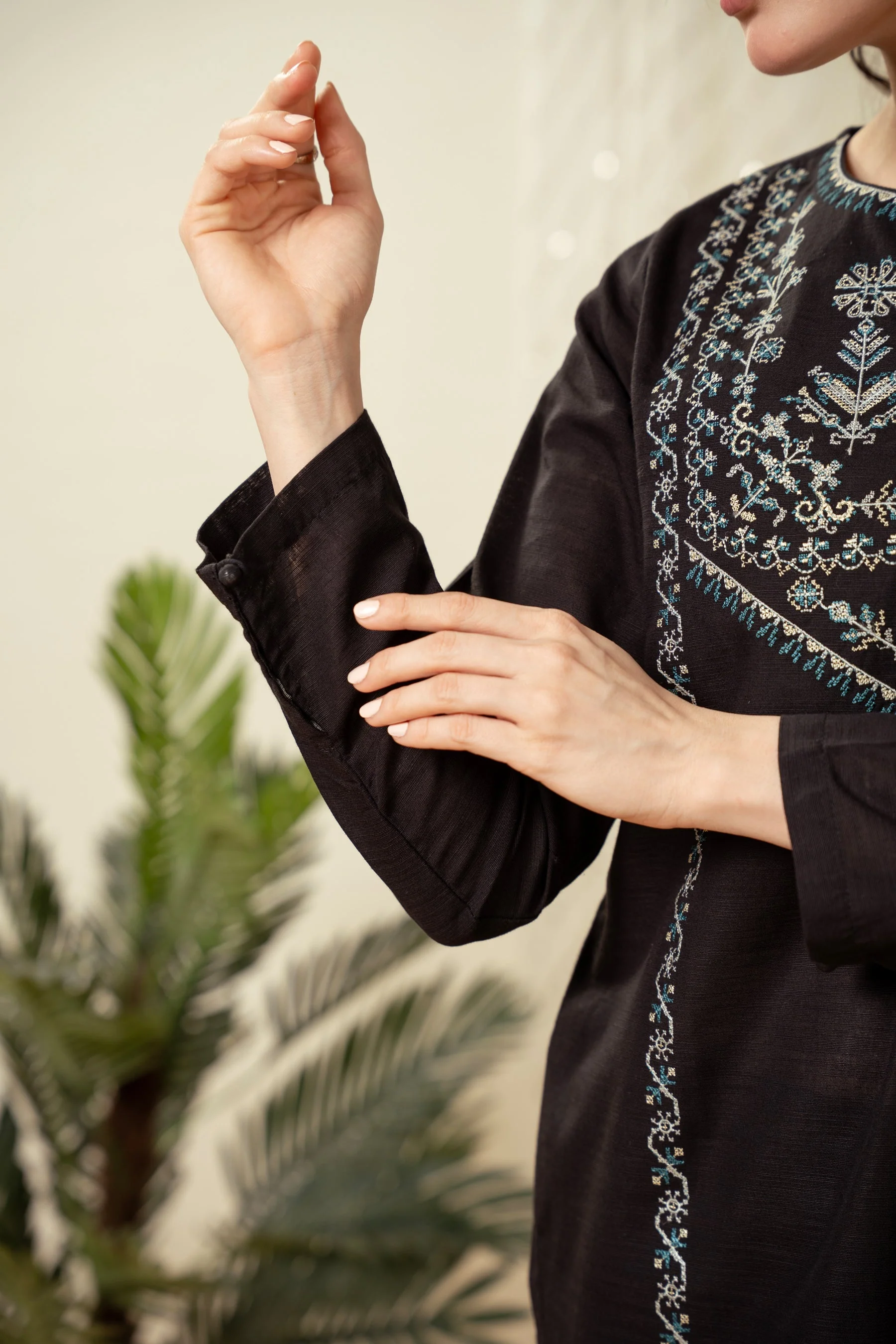 EMBROIDERED KHADDAR STITCHED SHIRT BOTTOM - Image 2