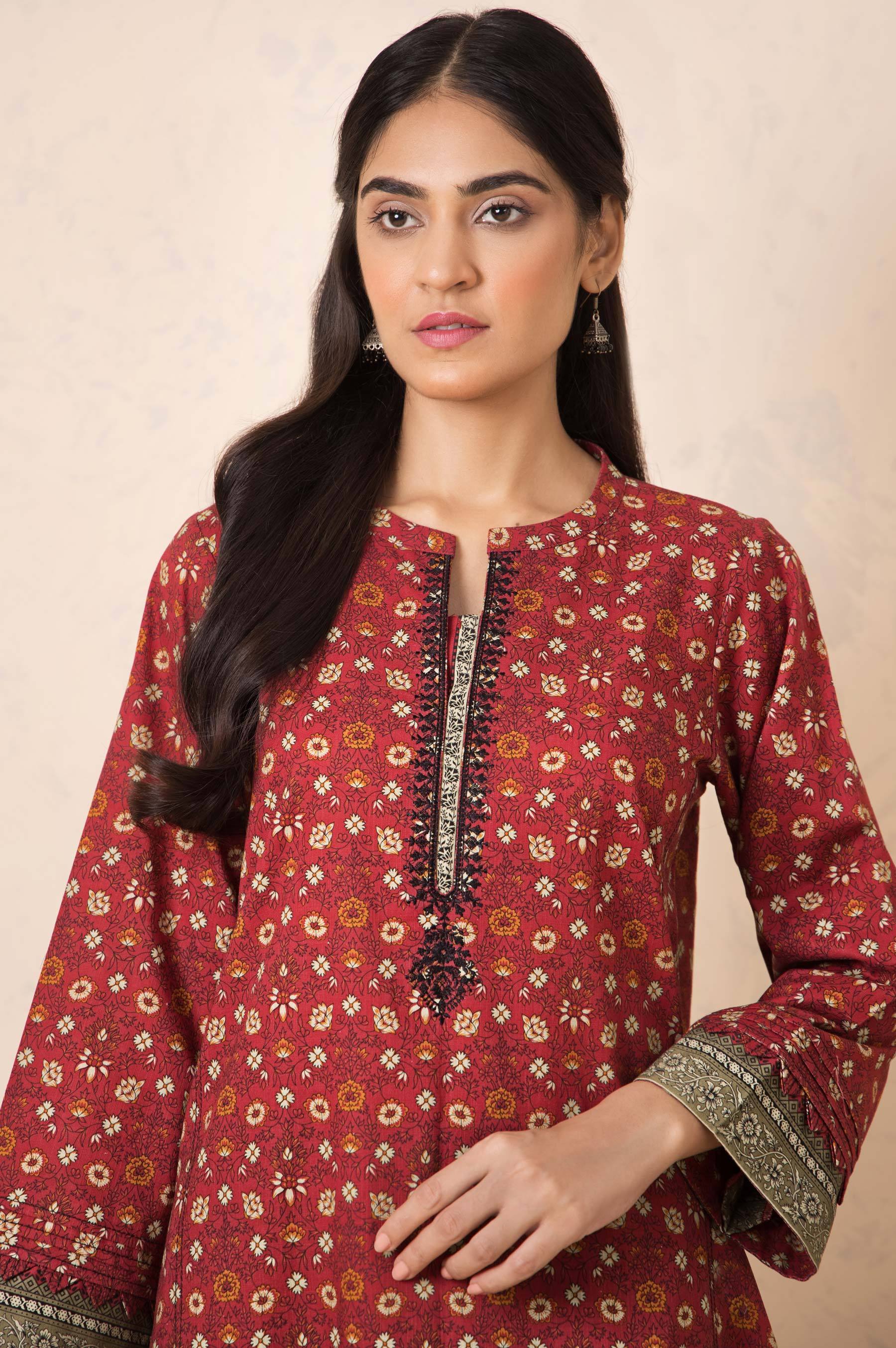 Stitched 2 Piece Embroidered Khaddar Suit - Image 5