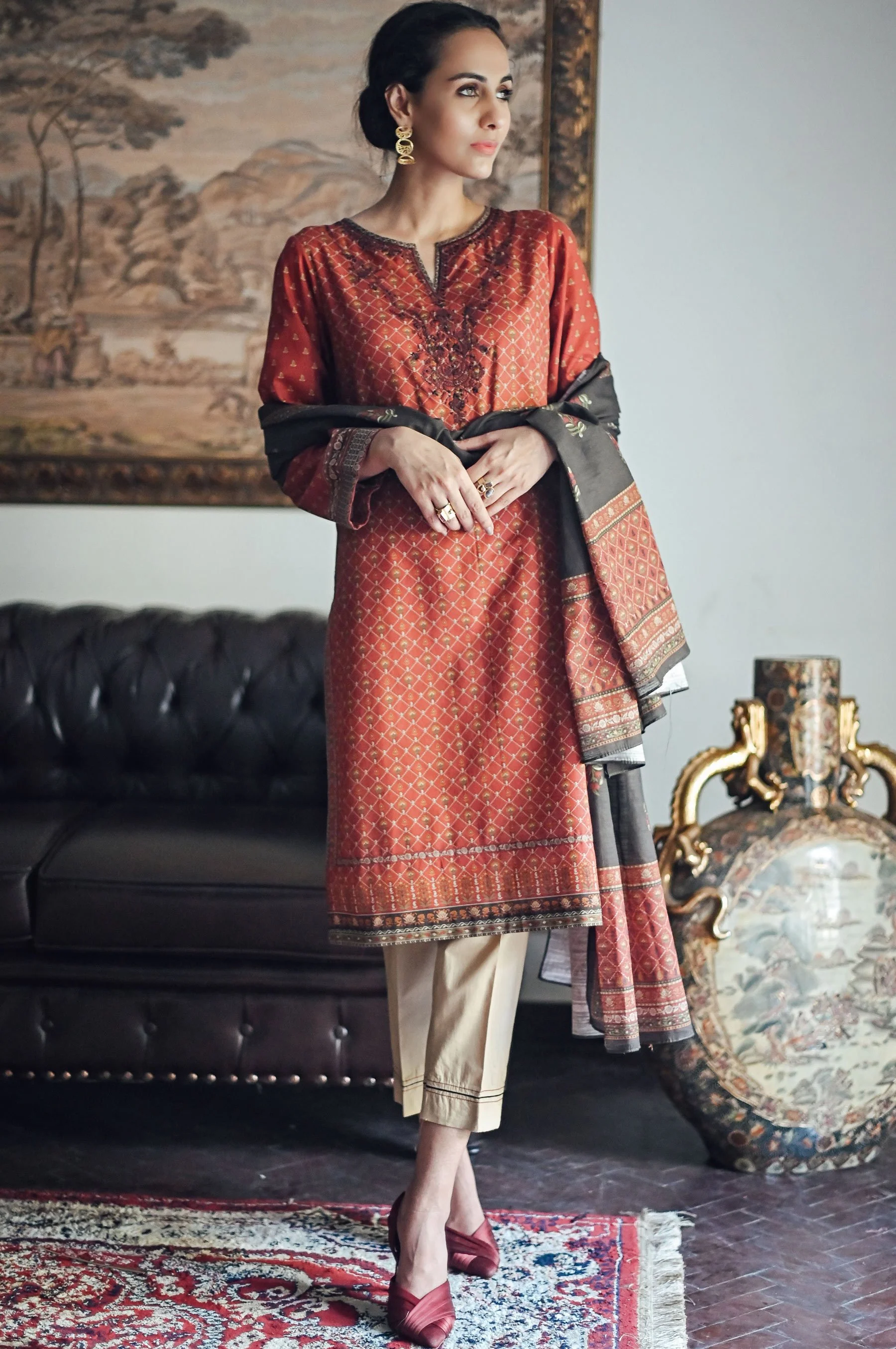 Stitched 2 Piece Embroidered Khaddar Suit