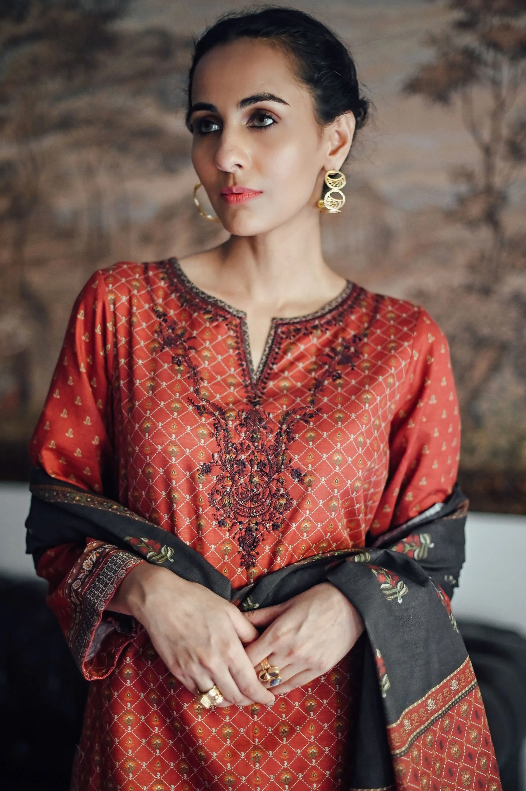 Stitched 2 Piece Embroidered Khaddar Suit - Image 4