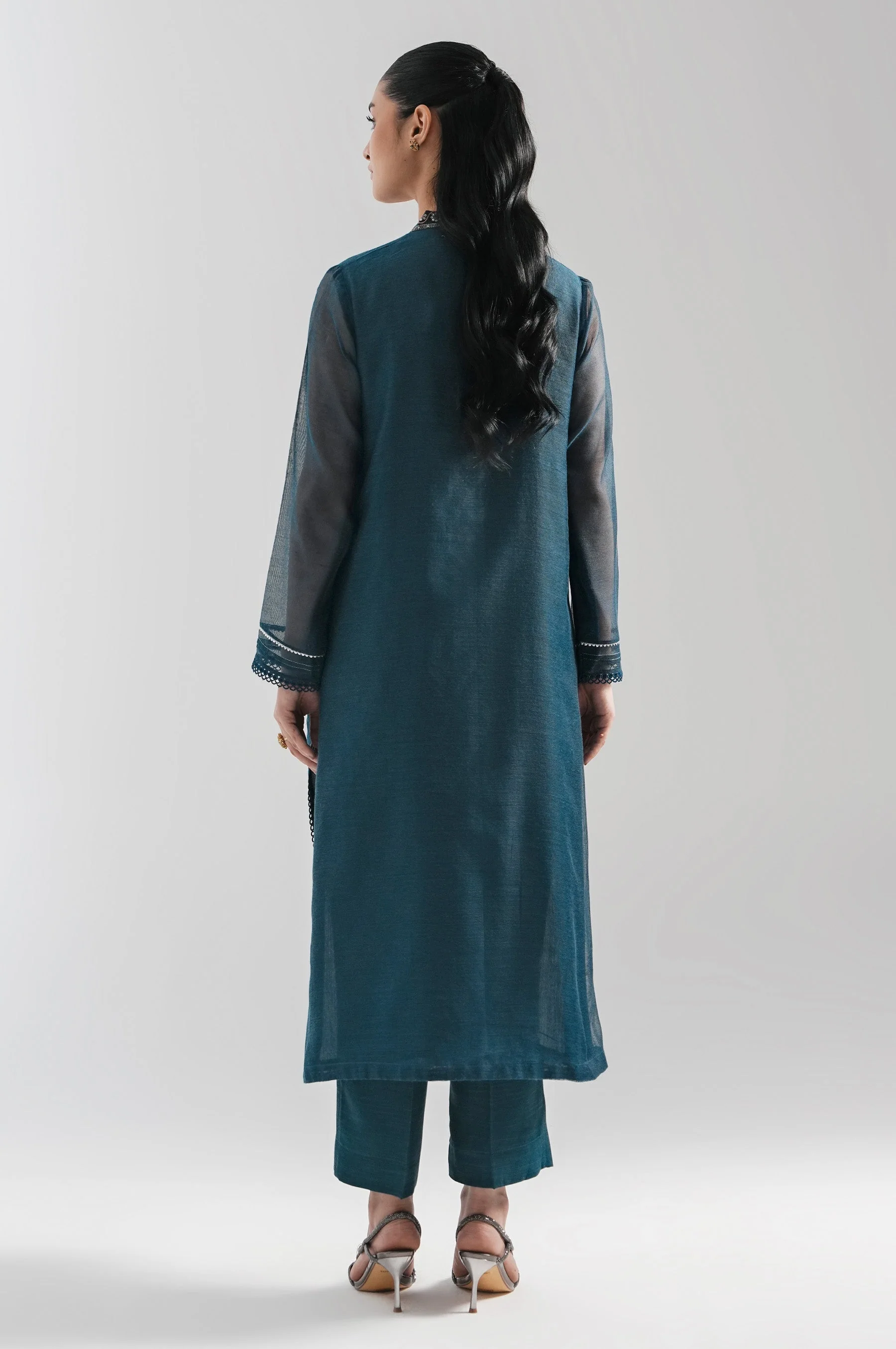 STITCHED EMBROIDERED KHADDI NET SHIRT BOTTOM (FACTORY E-OUTLET) - Image 3