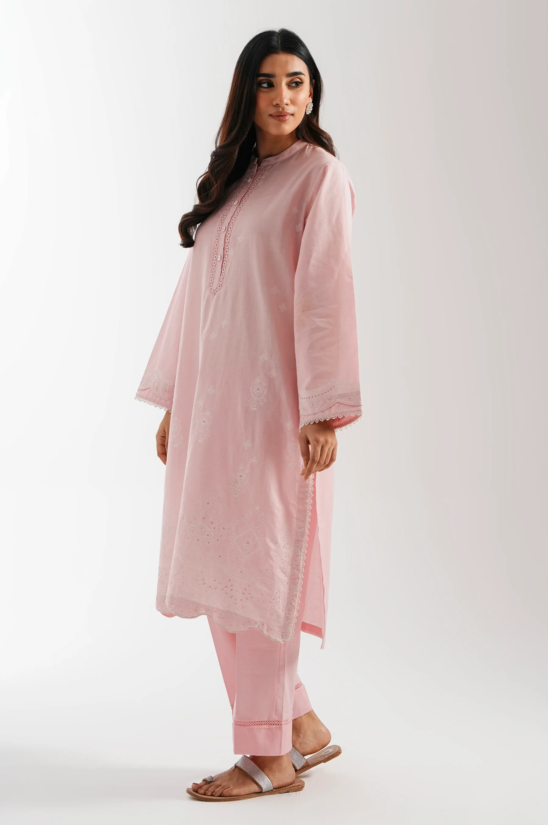 STITCHED CHIKANKARI SHIRT BOTTOM - Image 4
