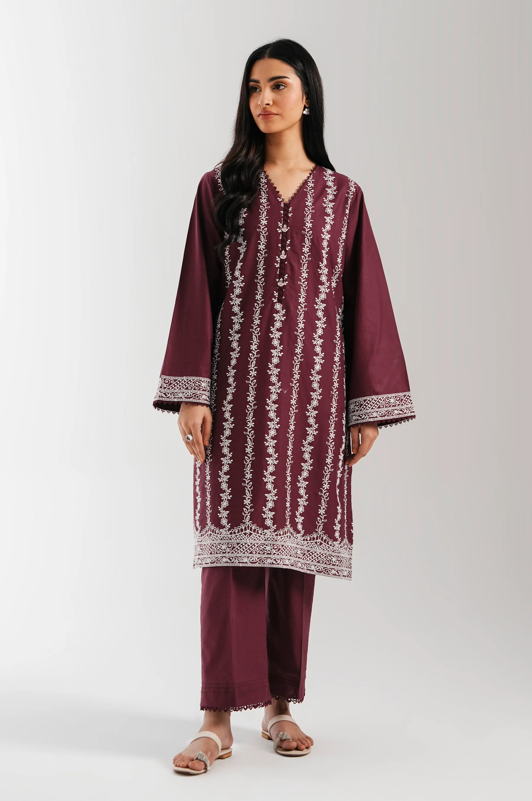 STITCHED CHIKANKARI SHIRT BOTTOM - Image 3