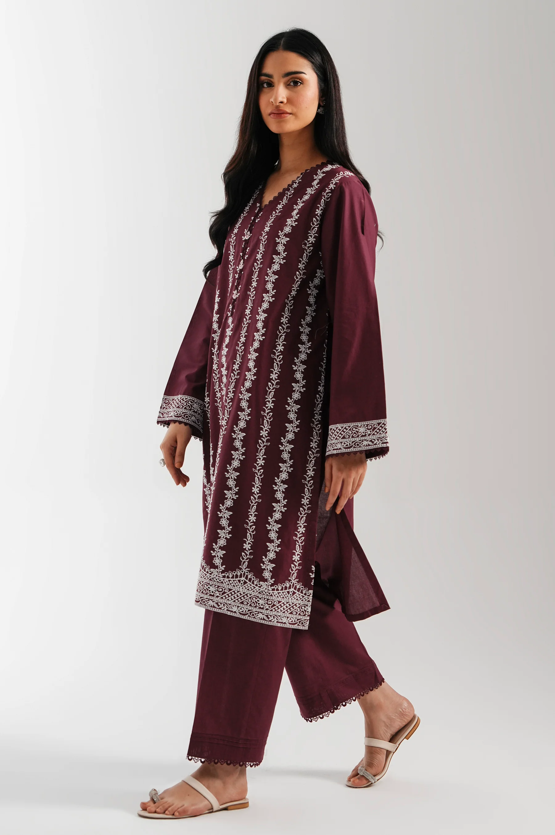 STITCHED CHIKANKARI SHIRT BOTTOM - Image 4