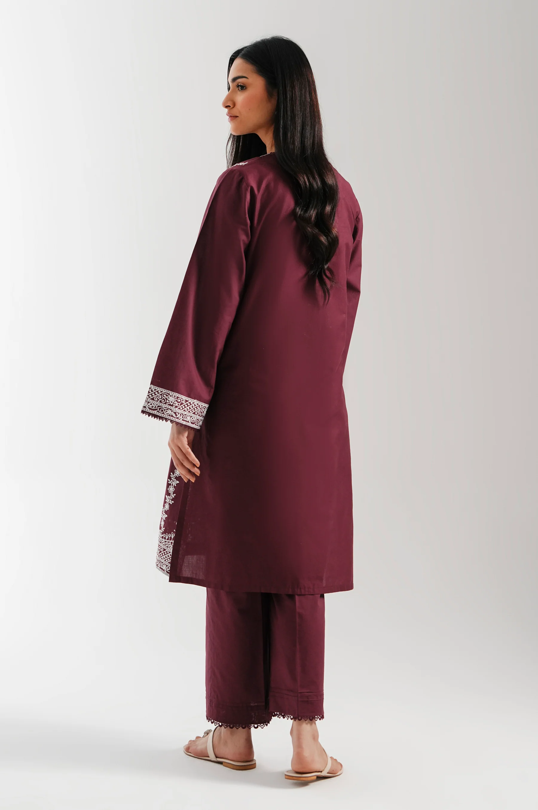 STITCHED CHIKANKARI SHIRT BOTTOM - Image 5
