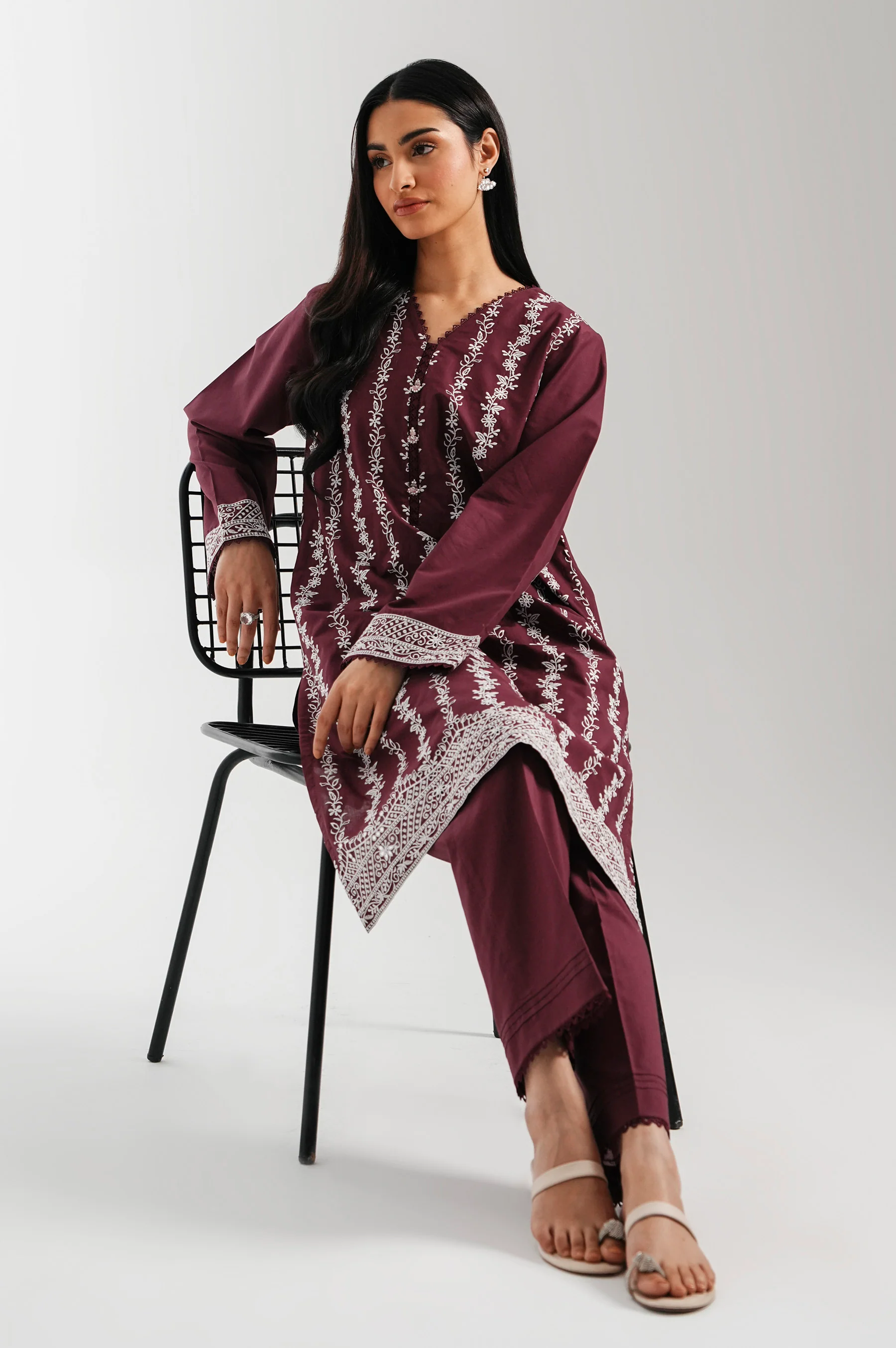 STITCHED CHIKANKARI SHIRT BOTTOM - Image 6