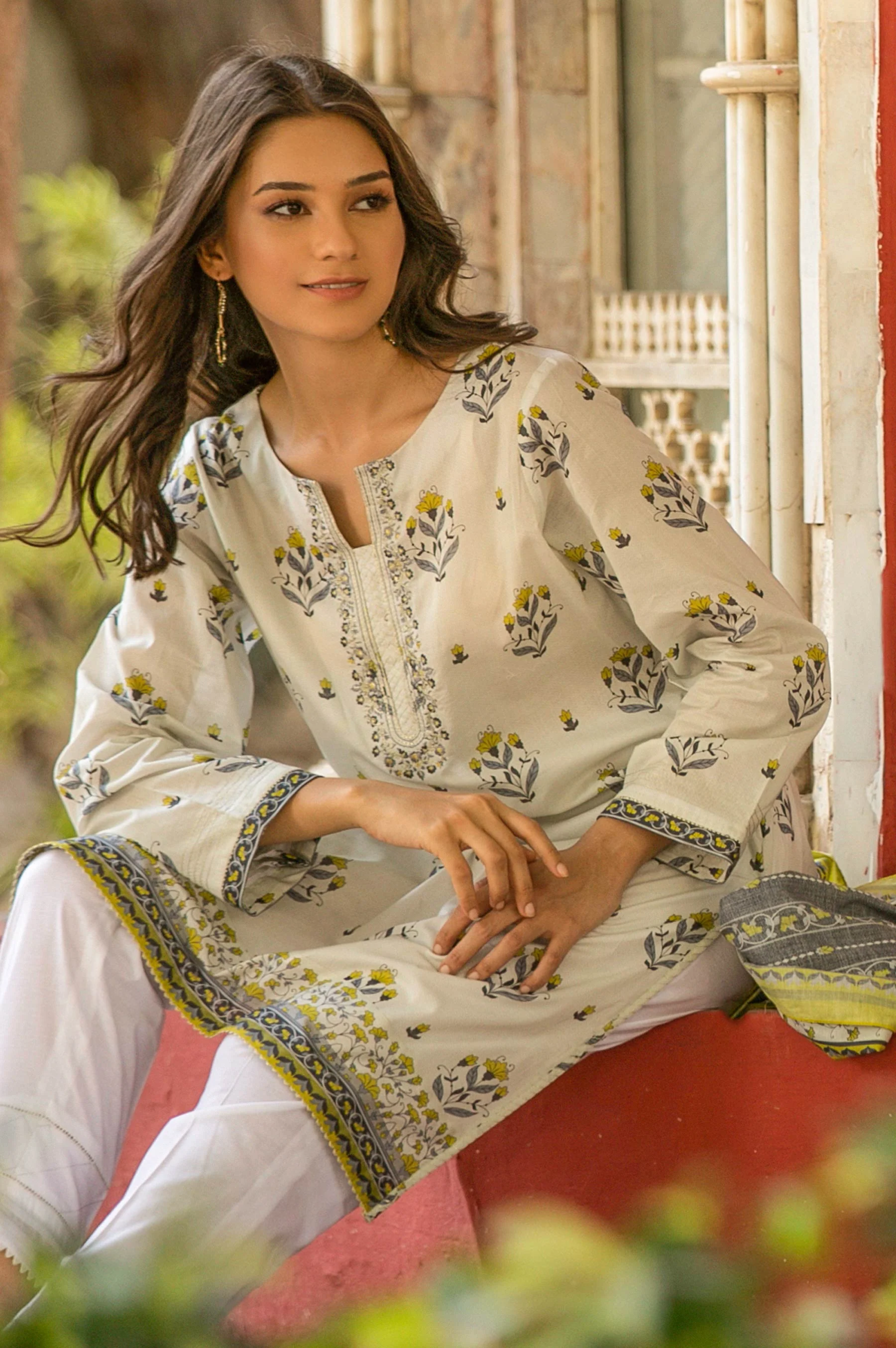 Stitched 2 Piece Embroidered Lawn Suit - Image 3