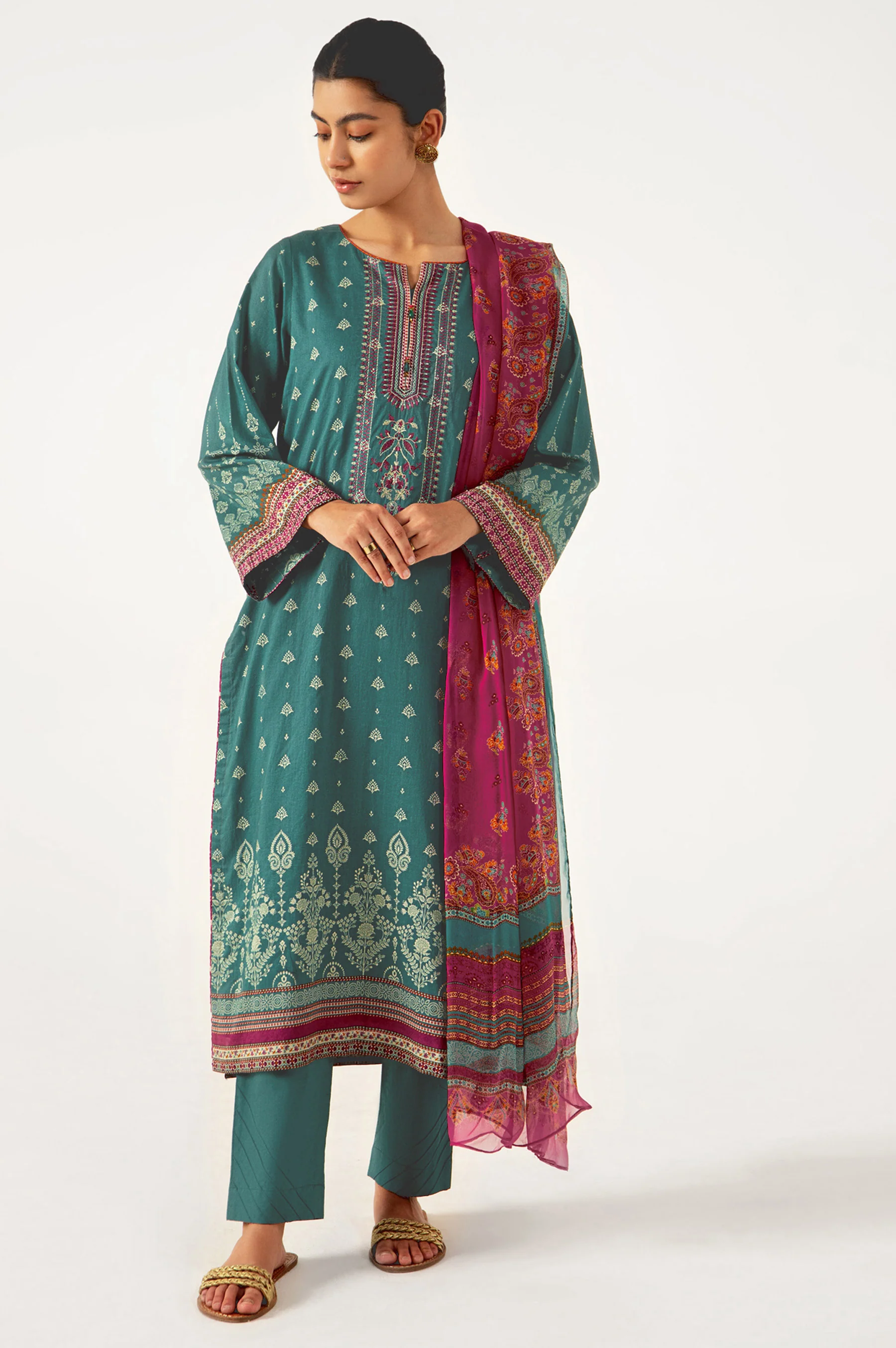 Stitched 2 Piece Embroidered Lawn Suit - Image 5